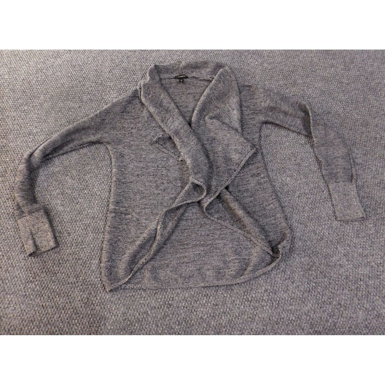 Express Express Cardigan Women Medium Gray Cotton Round Neck Long Sleeve Stretch Knit Size M / US 6-8 / IT 42-44 - 4 Thumbnail