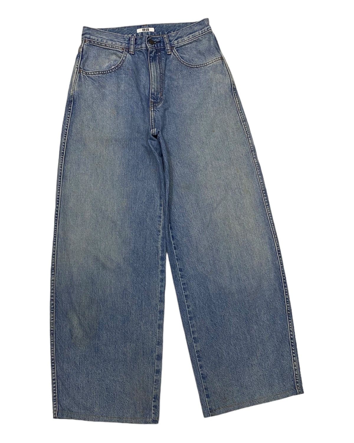 Undercover × Uniqlo 🔥RARE UNDERCOVER UNIQLO BAGGY WIDE DENIM JEANS Size US 29 - 2 Thumbnail