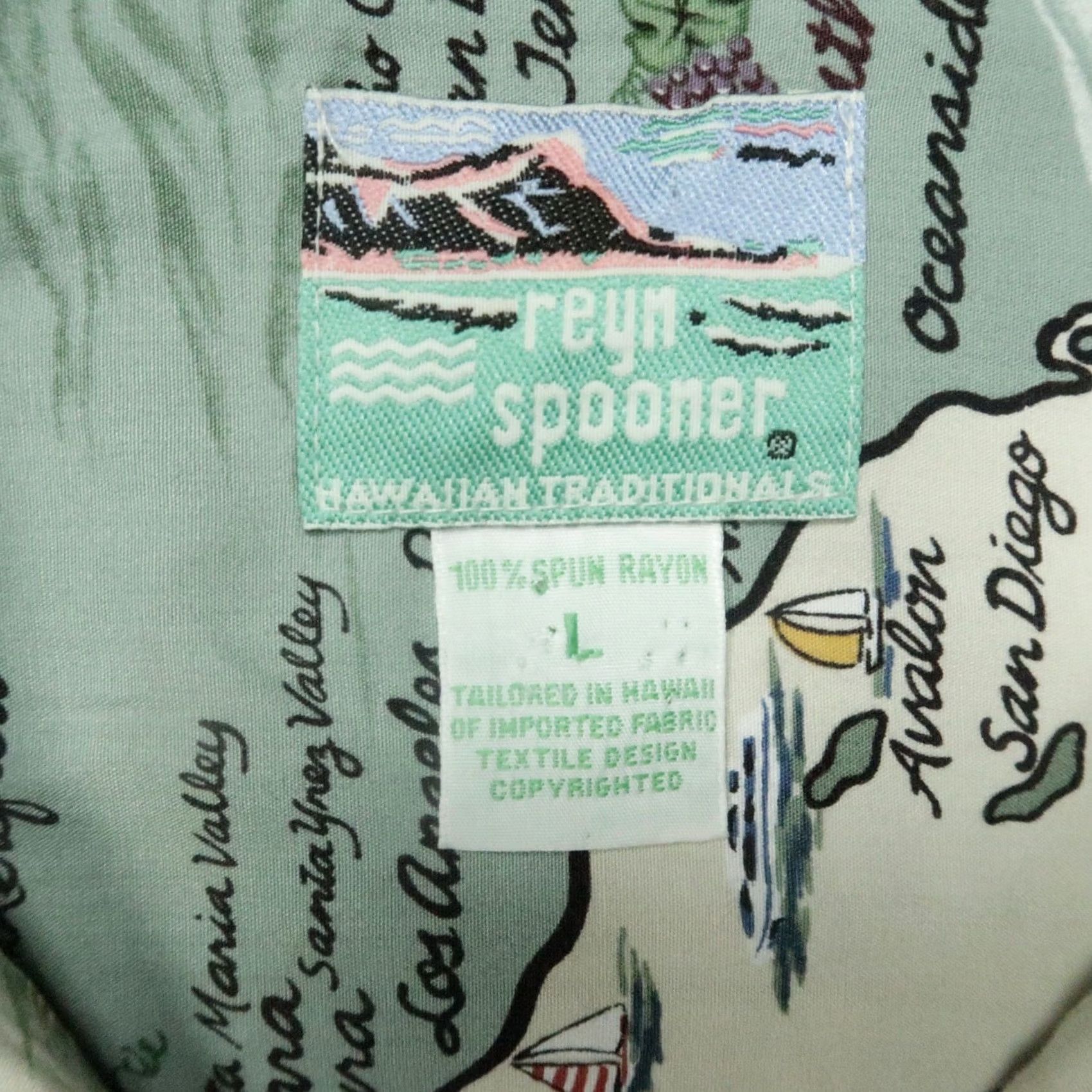 Reyn Spooner Reyn Spooner Shirt Mens Large Green California Wine Short Sleeve Hawaiian Camp Shirt Size US L / EU 52-54 / 3 - 3 Thumbnail