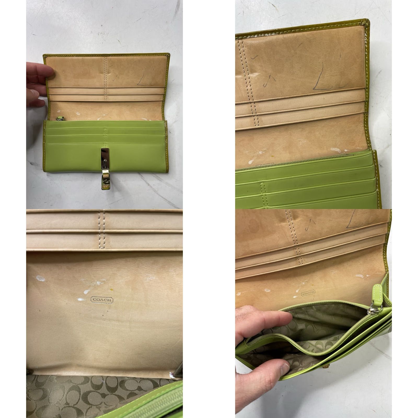 Coach VINTAGE Coach Green Leather Clasp opening Flap Wallet Women Size ONE SIZE - 8 Thumbnail