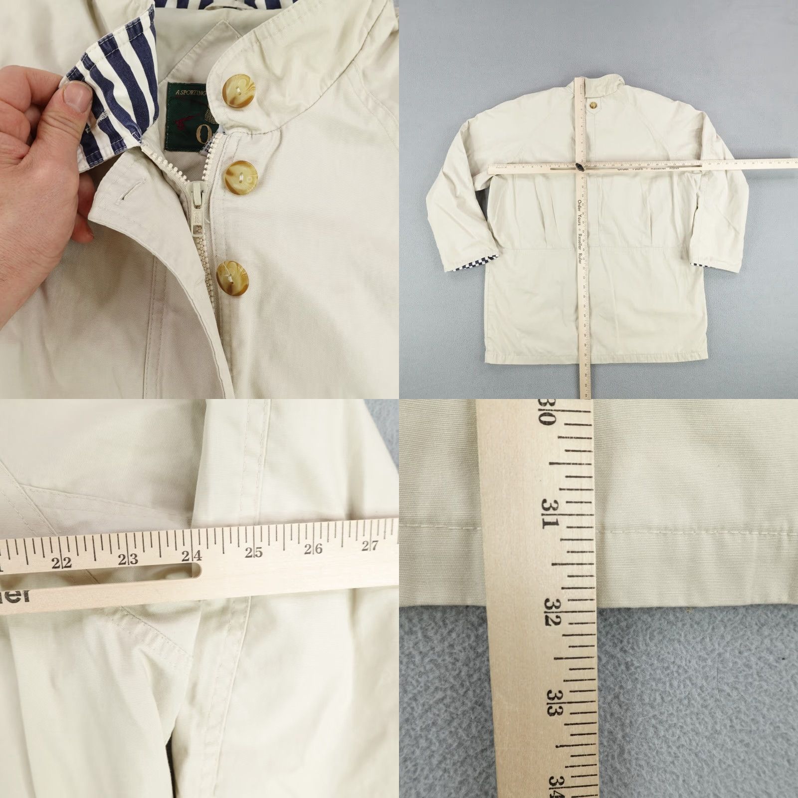Orvis VINTAGE Orvis Jacket Womens Large Chore Barn Coat Khaki Beige Padded Shoulders Full Zip Pockets 90s Outdoor Canvas Cotton Blend Size L / US 10 / IT 46 - 8 Thumbnail