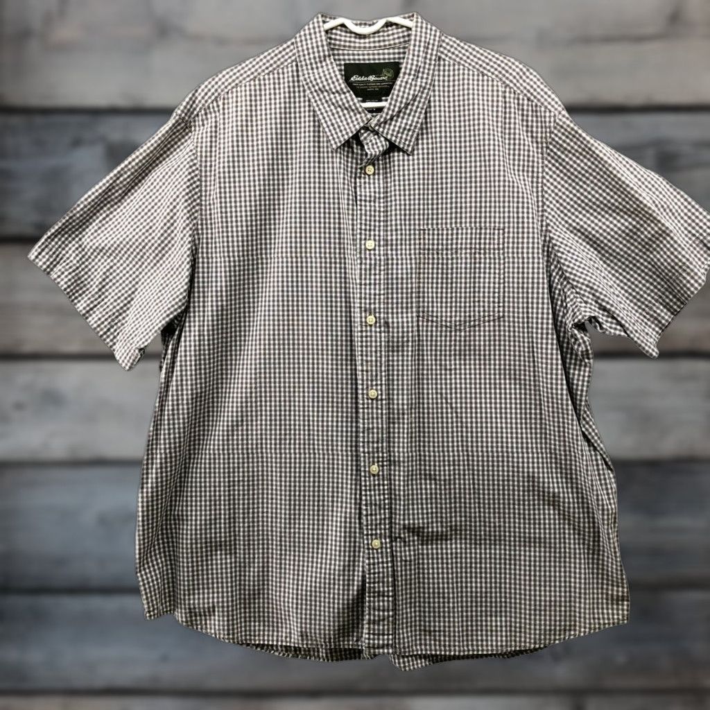 Eddie Bauer Eddie Bauer Short Sleeve Shirt Mens XXL Button Up Brown Check Plaid Cotton Size US XXL / EU 58 / 5 - 1 Thumbnail