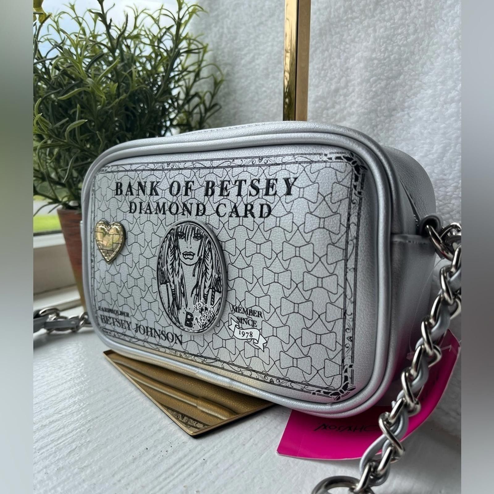 Designer Betsey Johnson Bank of Betsey Diamond Card Crossbody Bag Size ONE SIZE - 3 Thumbnail
