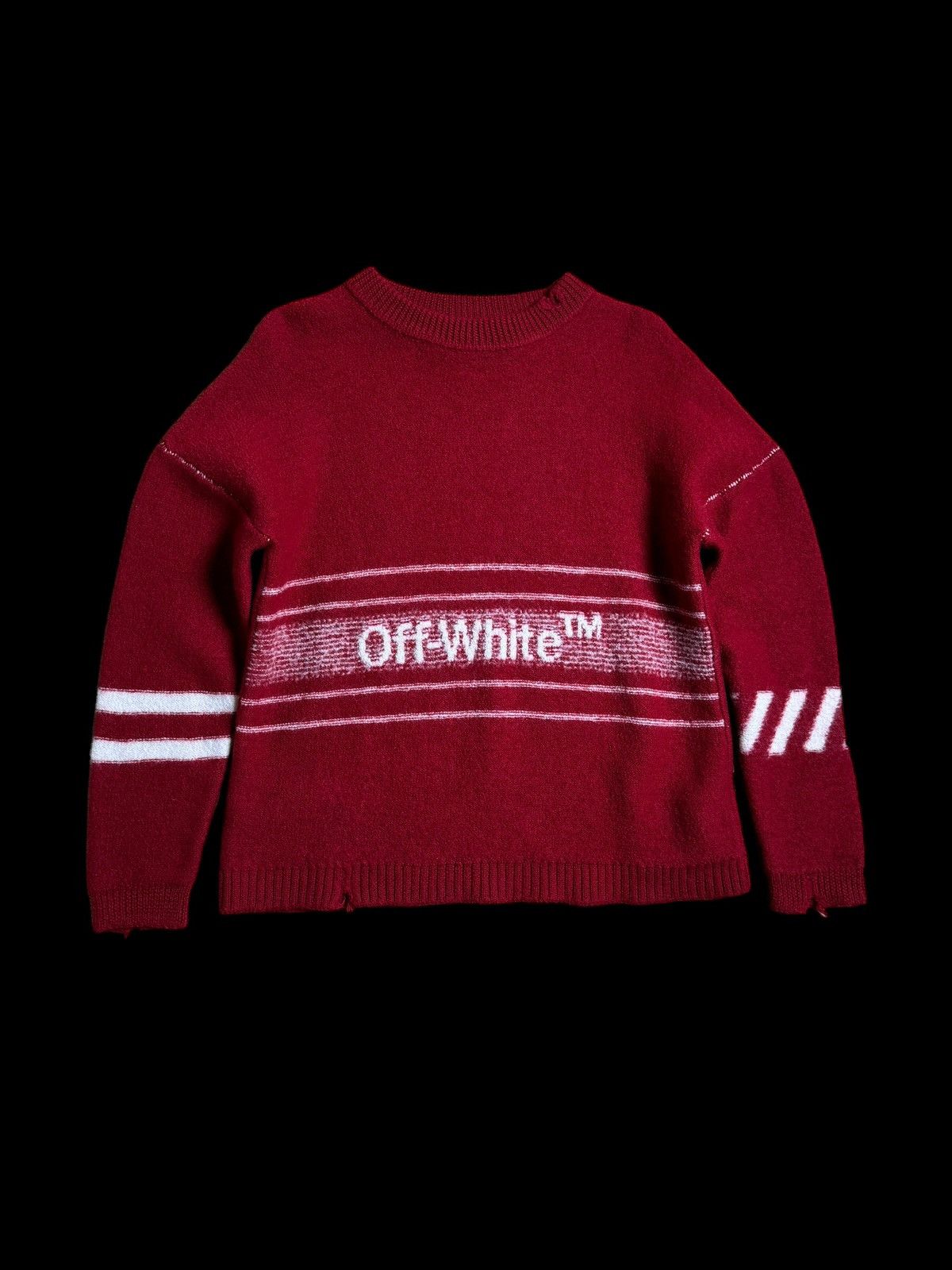 Pre-owned Off White X Virgil Abloh Off-white Distressed Sweater (m) In Red