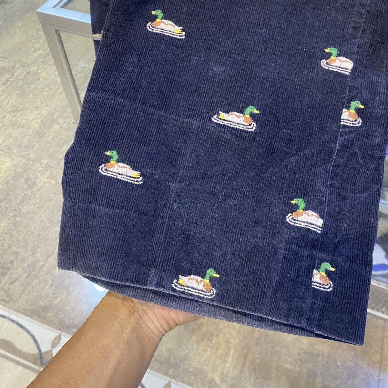 Other Asher Embroidered Corduroy Pants – Navy Duck Pattern Size US 38 / EU 54 - 6 Thumbnail
