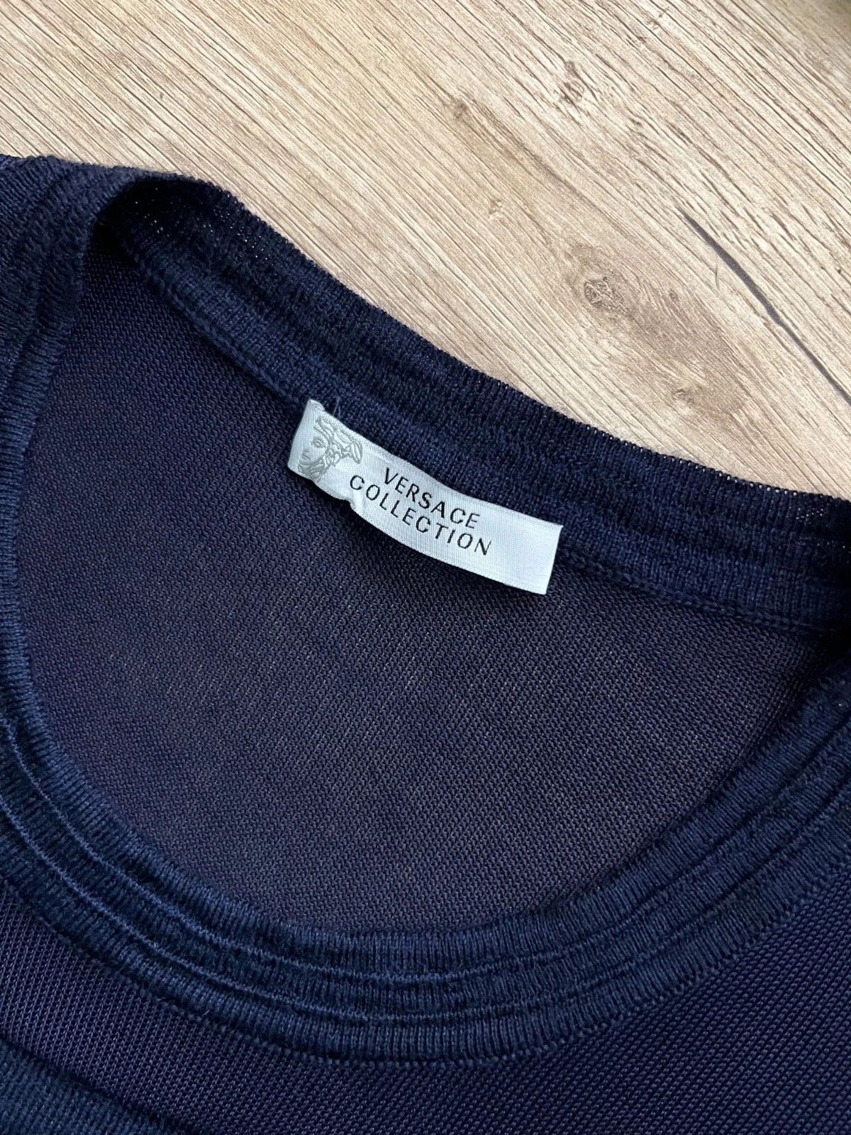 Versace VERSACE Collection Big Logo Sweatshirt Jumper Wool Navy Blue Size US M / EU 48-50 / 2 - 7 Thumbnail