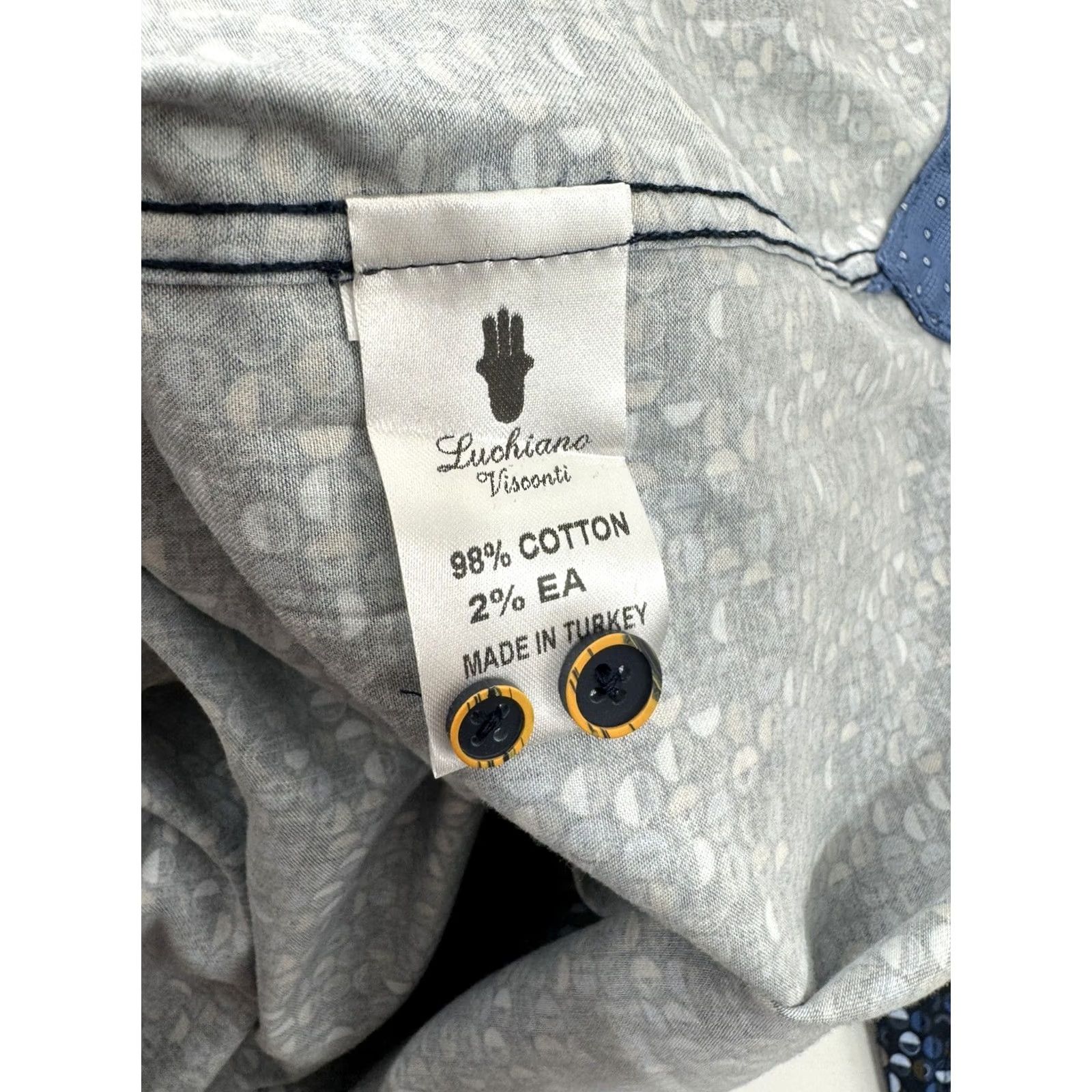 Vintage VINTAGE VISCONTI BLACK Shirt Mens Big 3X Geometric Blue Long Sleeve Button-Up With Tags Face Mask Matching Geometric 90s Theme Size US XXL / EU 58 / 5 - 7 Thumbnail