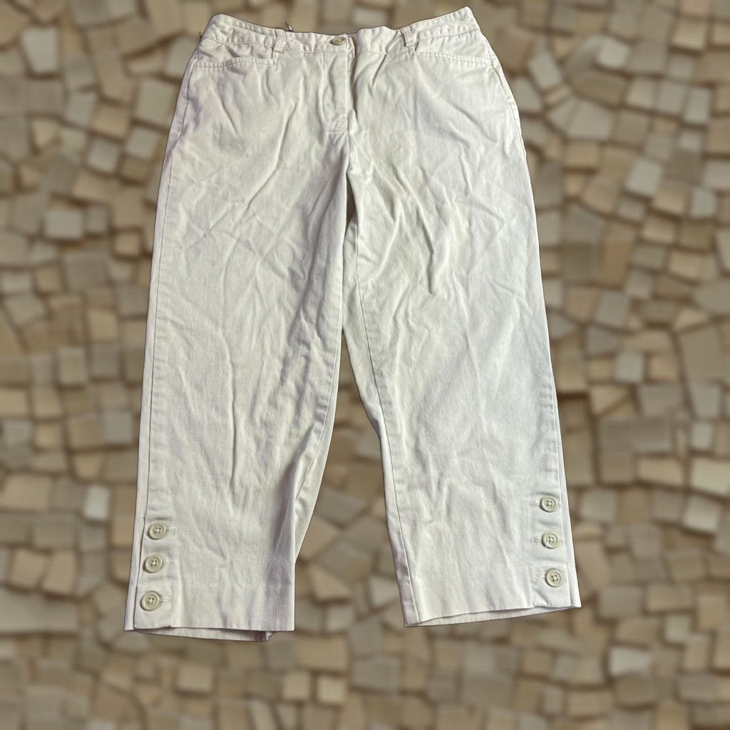 Vintage Studio Works Pants Women's 4P Petite Capri Elastic Waist Tan Size 27" / US 4 / IT 40 - 1 Thumbnail