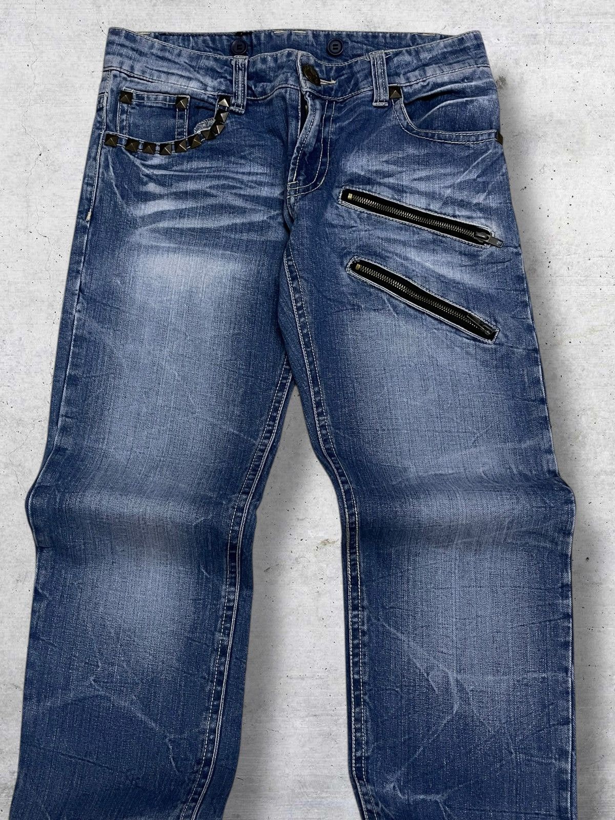 semanticdesign VINTAGE SKY BOMBER 90S OG JAPAN DESIGNER PUNK STUDDED DENIM Size US 30 / EU 46 - 3 Thumbnail