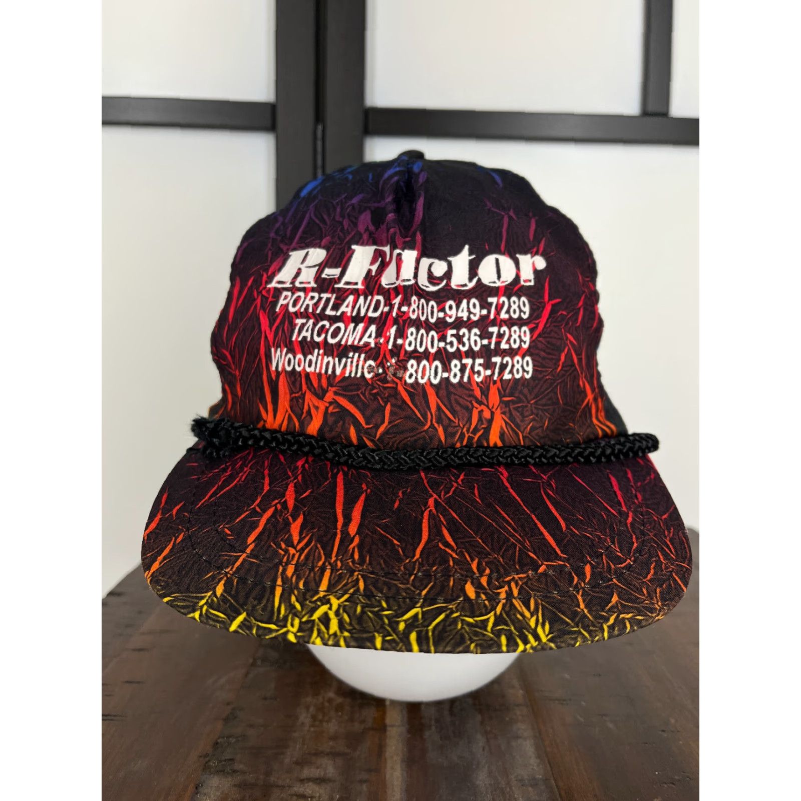 Vintage KC Collections Hat Cap Snap Back Adult One Size Black Red Abstract Poly Geometric 90s Beach Mens Size ONE SIZE - 2 Thumbnail