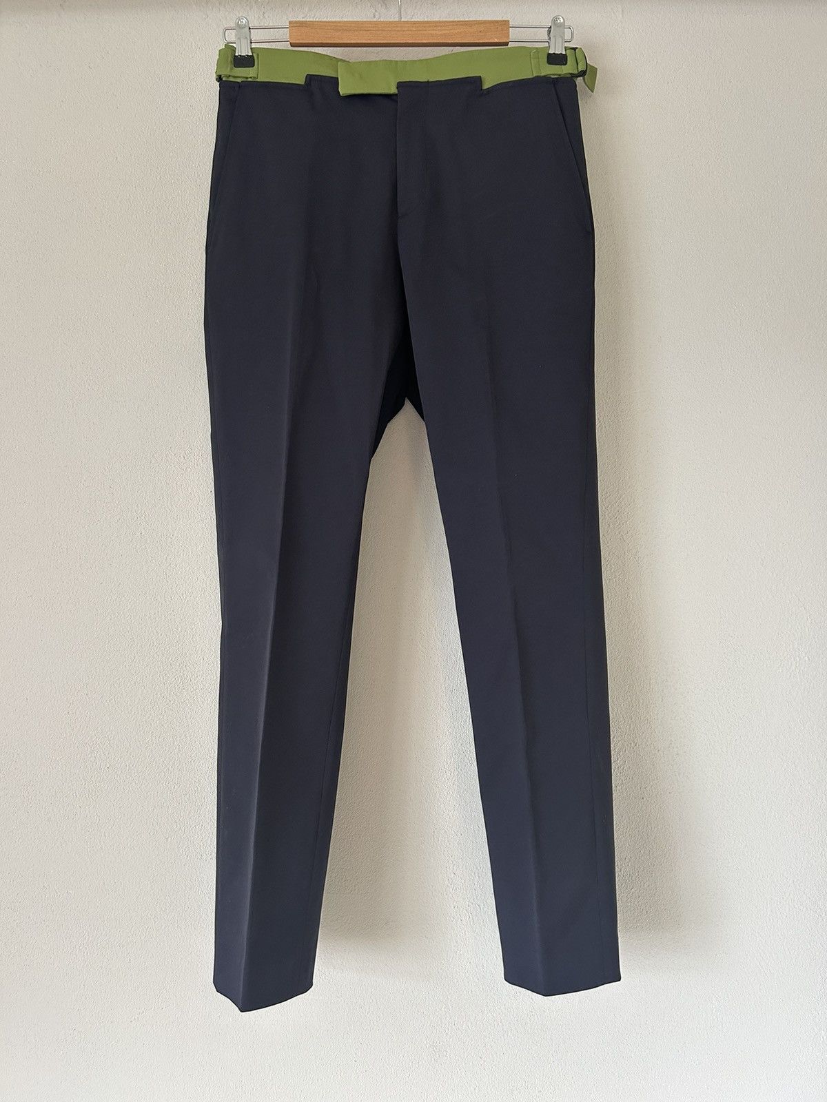 Bottega Veneta Bottega Veneta Navy Pants with Green Waistband – Size 48 Size US 32 / EU 48 - 1 Thumbnail