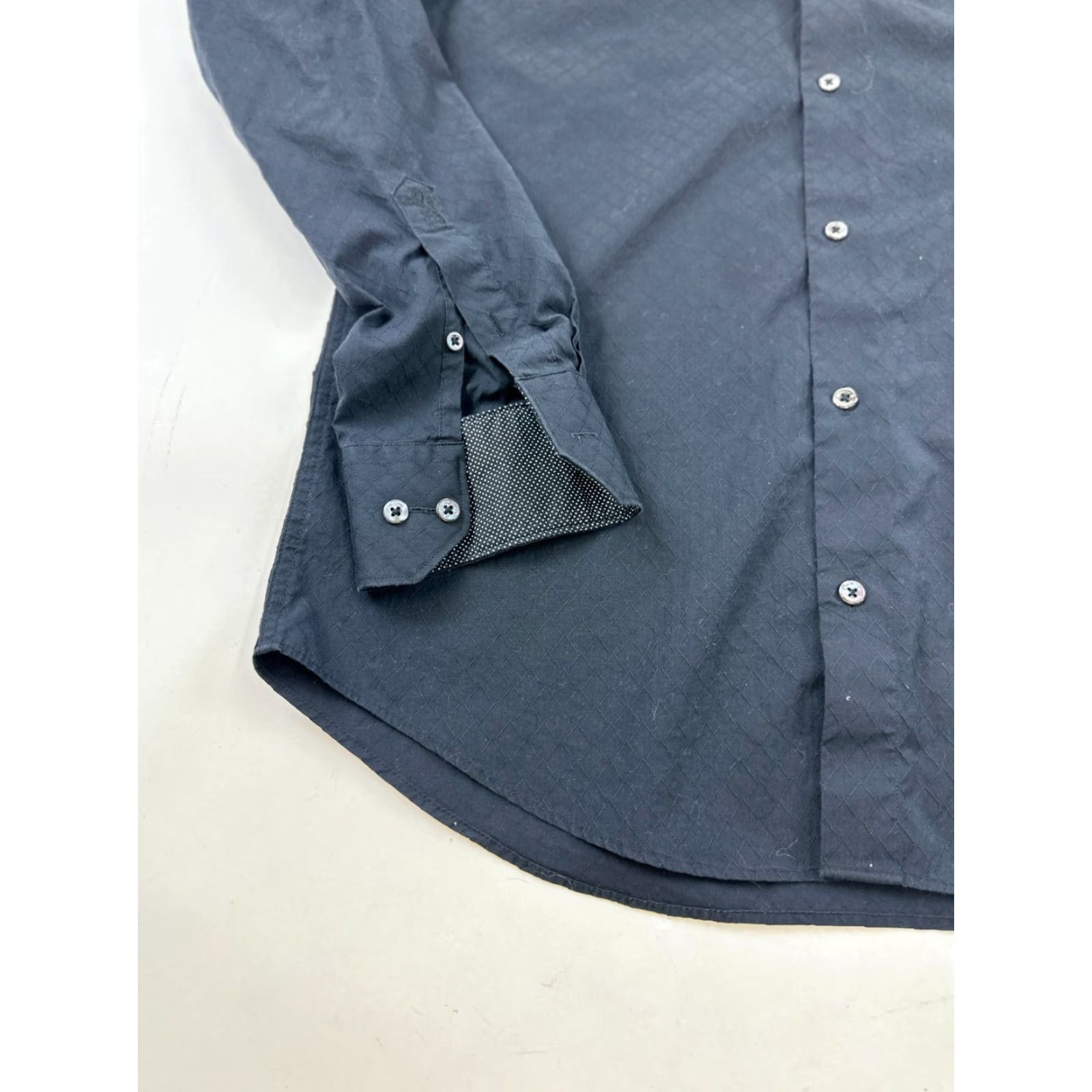 BUGATCHI Bugatchi Uomo Shirt Mens 15.5 Black Dress Cotton Classic Fit Collared Button Up Size 42R - 3 Thumbnail