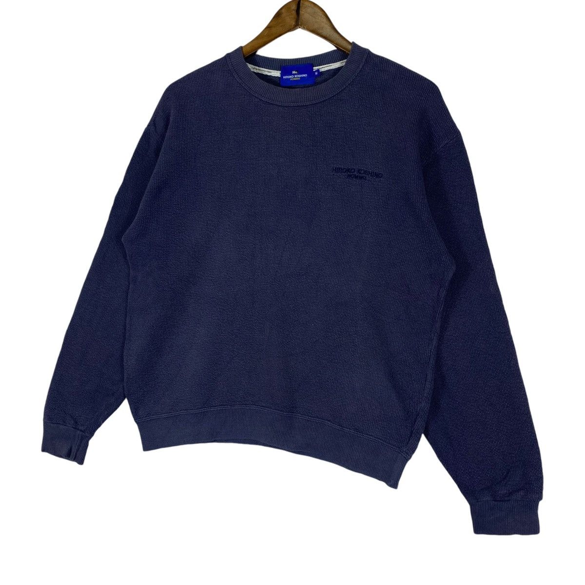 Hiroko Koshino Homme × Vintage Vintage Hiroko Koshino Crewneck Sweatshirt Navy Blue Size US M / EU 48-50 / 2 - 2 Thumbnail