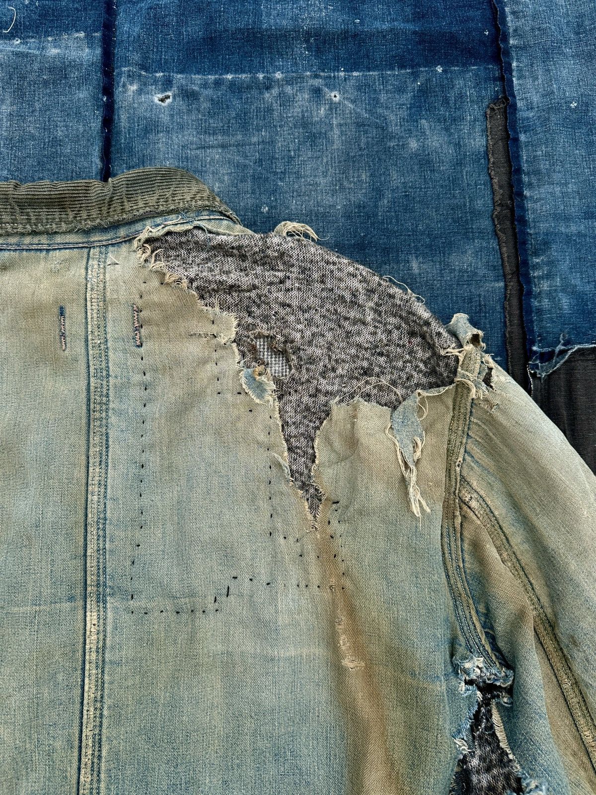Vintage Trashed 40s-50s zombie blanket denim distressed chore jkt Size US L / EU 52-54 / 3 - 7 Thumbnail