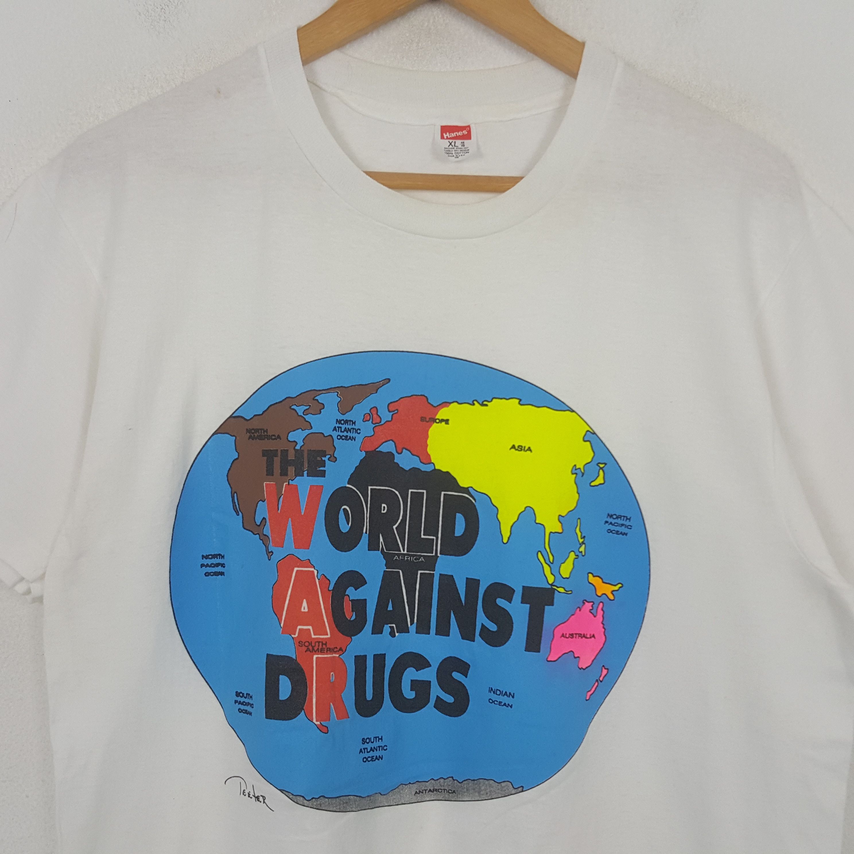 Vintage Vintage The World Against Drugs 90's Promo Tshirt RR29 Size US L / EU 52-54 / 3 - 2 Thumbnail