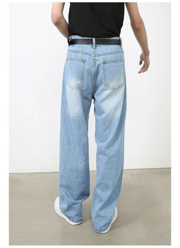 Japanese Brand VIBE Japanese retro washed light blue jeans loose straight Size US 32 / EU 48 - 5 Thumbnail