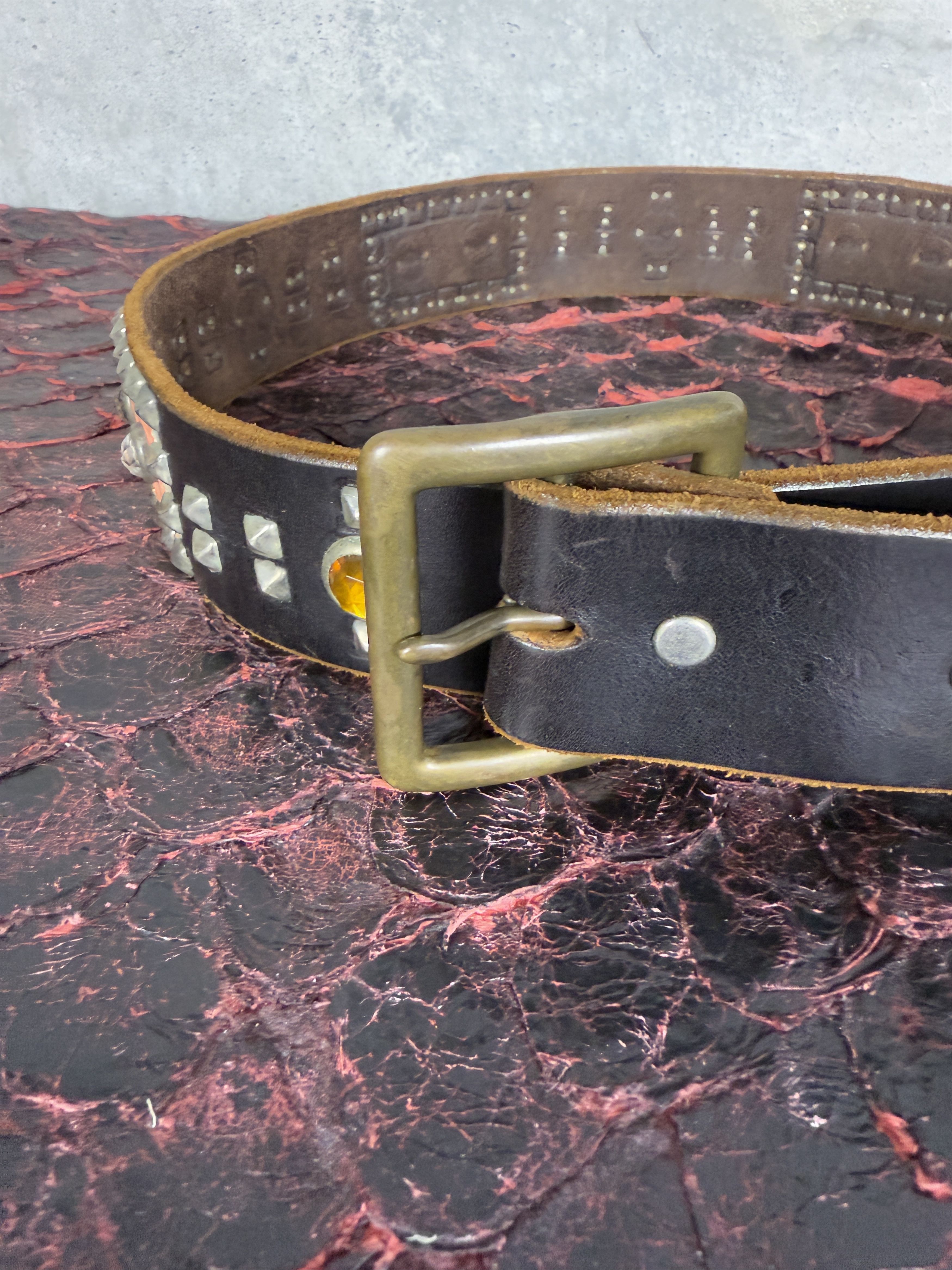 HTC Hollywood Trading Company Studded Belt w/ crocodile