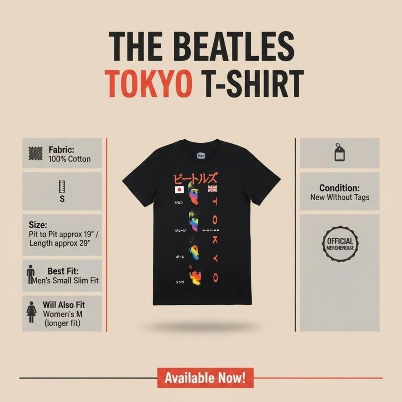 Other Beatles Tokyo 1966 Tour Graphic Tee Size S NWT Size US S / EU 44-46 / 1 - 6 Thumbnail