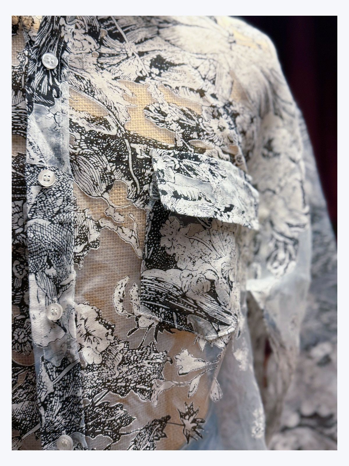 Other Sheer Botanical Print Long-Sleeve Shirt Size US M / EU 48-50 / 2 - 4 Thumbnail