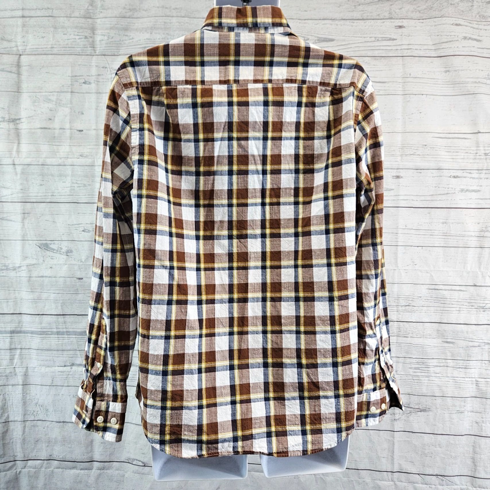 Vintage Hawker Rye Men Button-Up Shirt Plaid Blue Brown Cotton Size M Size US M / EU 48-50 / 2 - 4 Thumbnail