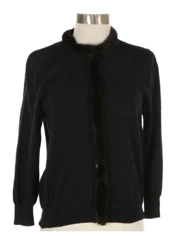 Prada Prada 2013 Black Cardigan with Mink Fur Trim – Size IT 46 Size L / US 10 / IT 46 - 1 Thumbnail