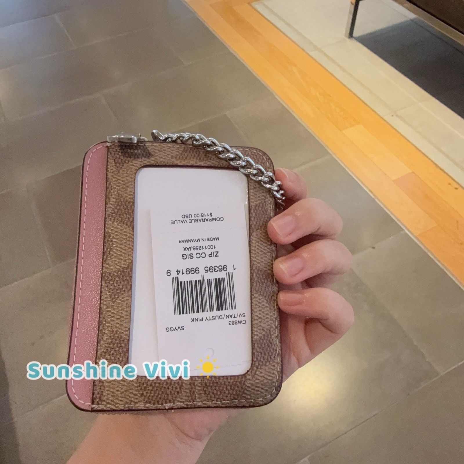 Coach NWT Coach CW883 Zip Card Case Signature Canvas In Dusty Pink Size ONE SIZE - 3 Thumbnail