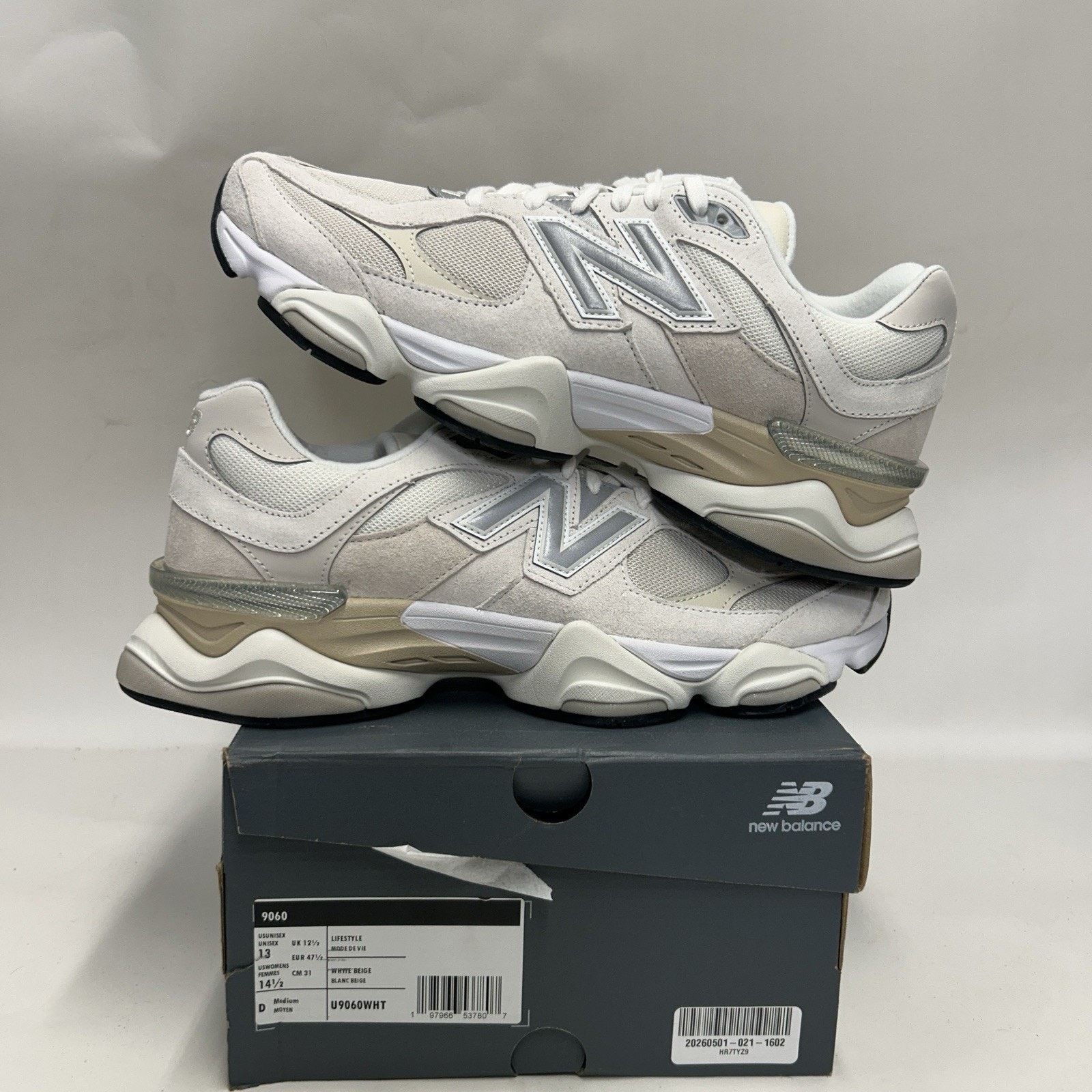 New Balance New Balance 9060 “Sea Salt Moonbeam” U9060WHT Size US 13 / EU 46 - 1 Thumbnail