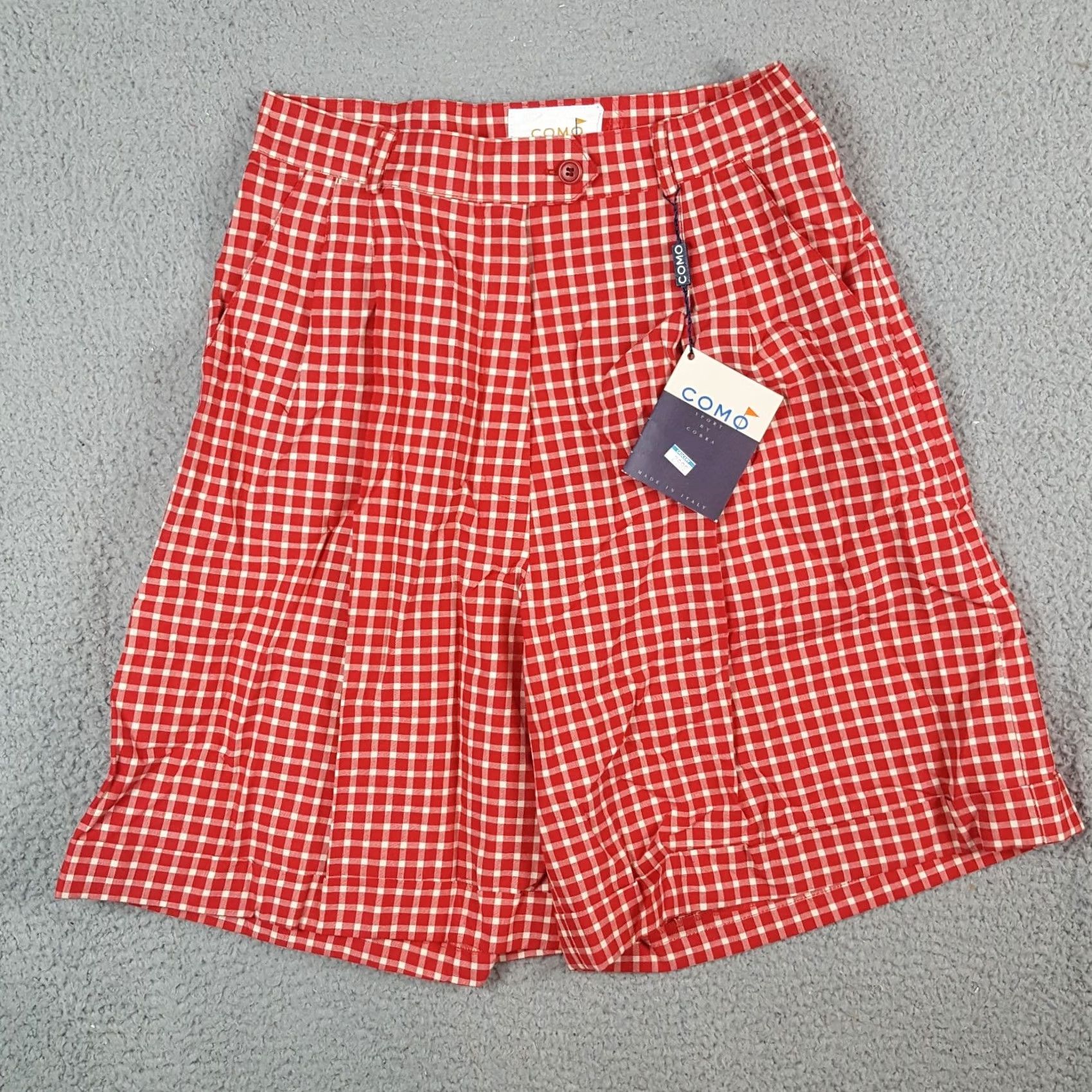 Etro VINTAGE Red Plaid Pleated Front Women's 8 Paperbag Shorts Size 30" / US 8 / IT 44 - 2 Thumbnail
