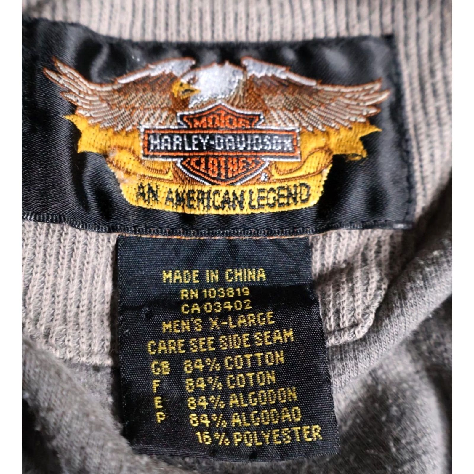 Harley Davidson Harley-Davidson Sweatshirt Mens XL Gray Embroidered Crewneck Biker Waffle Knit Pullover Cotton-Blend Heavyweight Size US XL / EU 56 / 4 - 3 Thumbnail