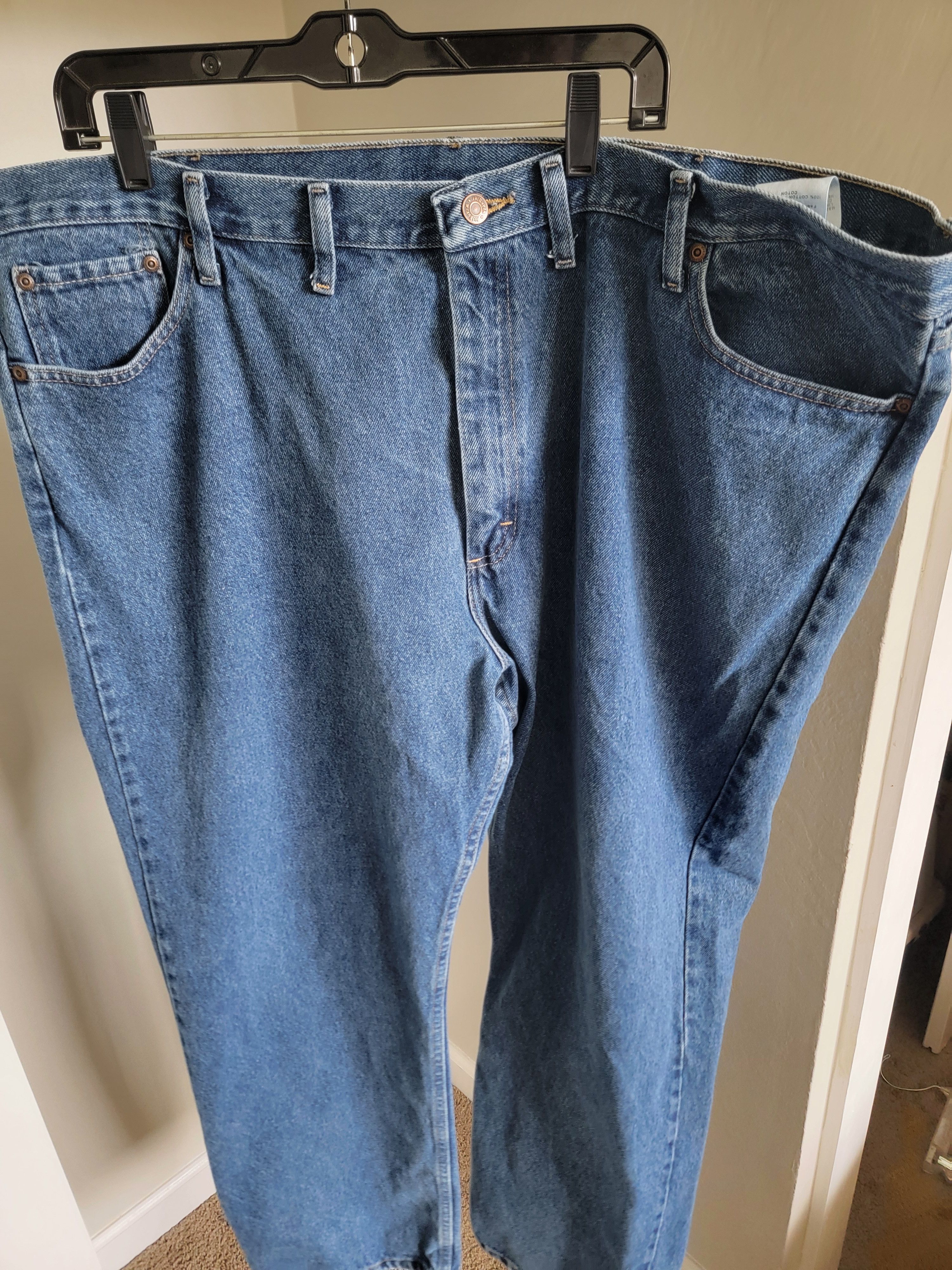 Other Wrangler Jeans Mens 48x32 Blue Denim Relaxed Straight Leg Size US 44 / EU 60 - 10 Thumbnail