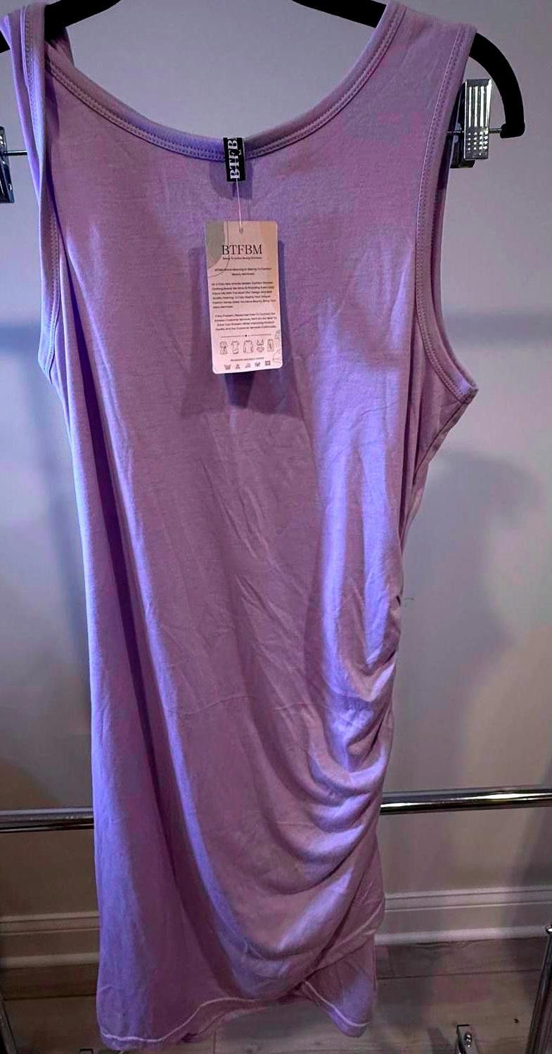 Designer BTFBM Women's Lilac Ruched Swim Coverup Size ONE SIZE - 1 Thumbnail