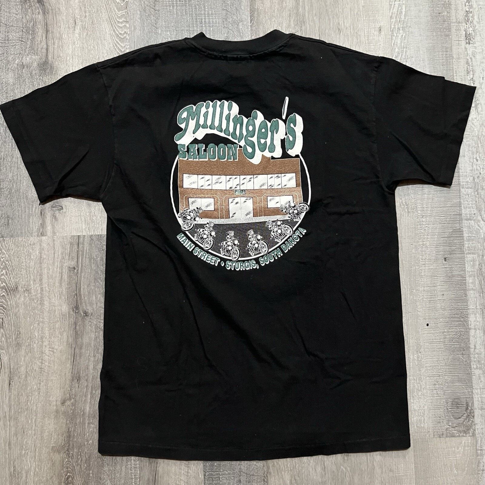 Hanes VTG Millingers Saloon 90s Sturgis Biker Bar Motorcycle Shirt Size US L / EU 52-54 / 3 - 1 Thumbnail