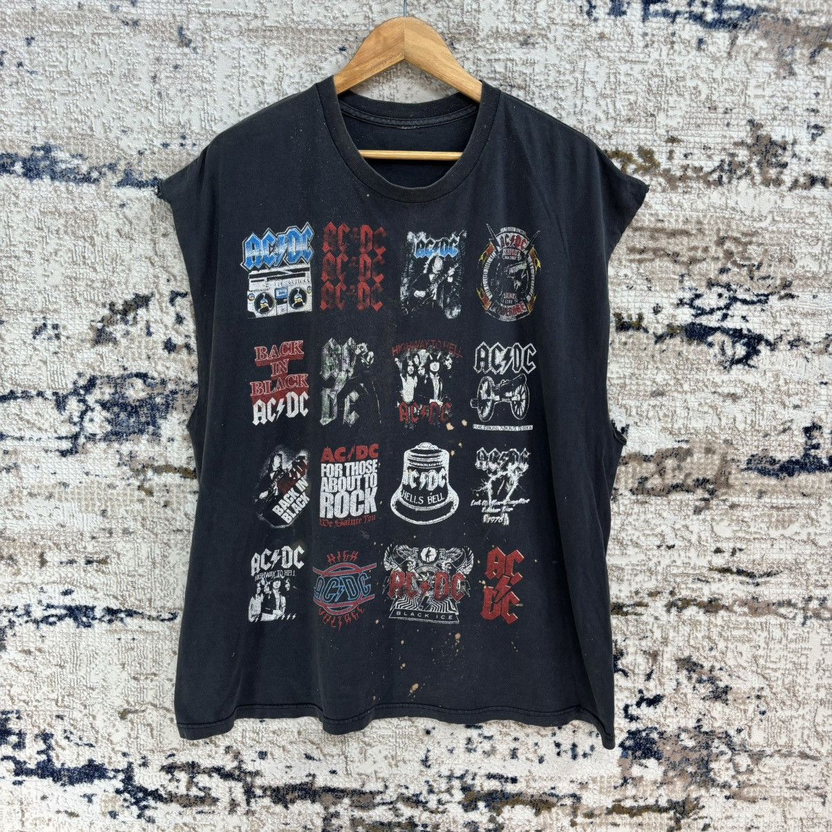 AC/DC × Band Tees × Vintage Vintage AC/DC Band Overprint All Logo Album Sleeveless Tee Size US XL / EU 56 / 4 - 12 Thumbnail