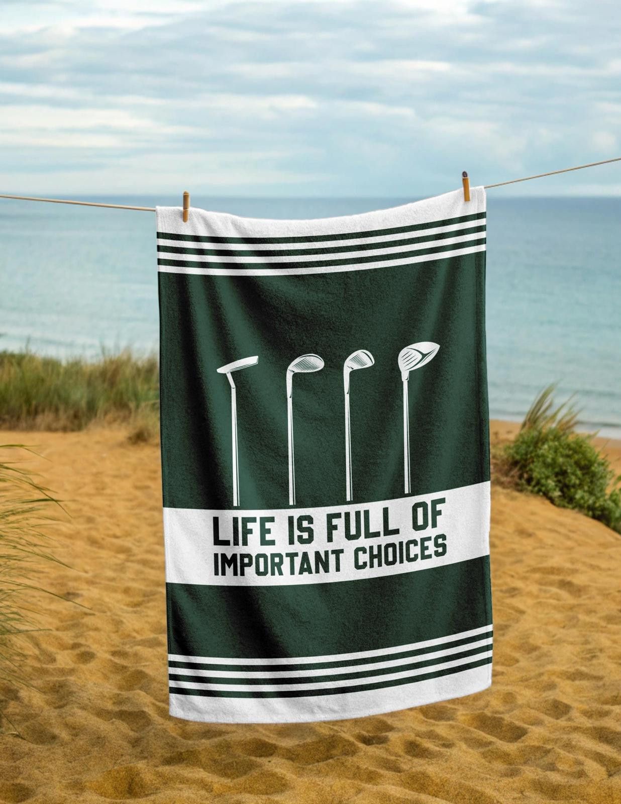Designer Funny Golf Towel: Important Club Choices Size ONE SIZE - 2 Thumbnail