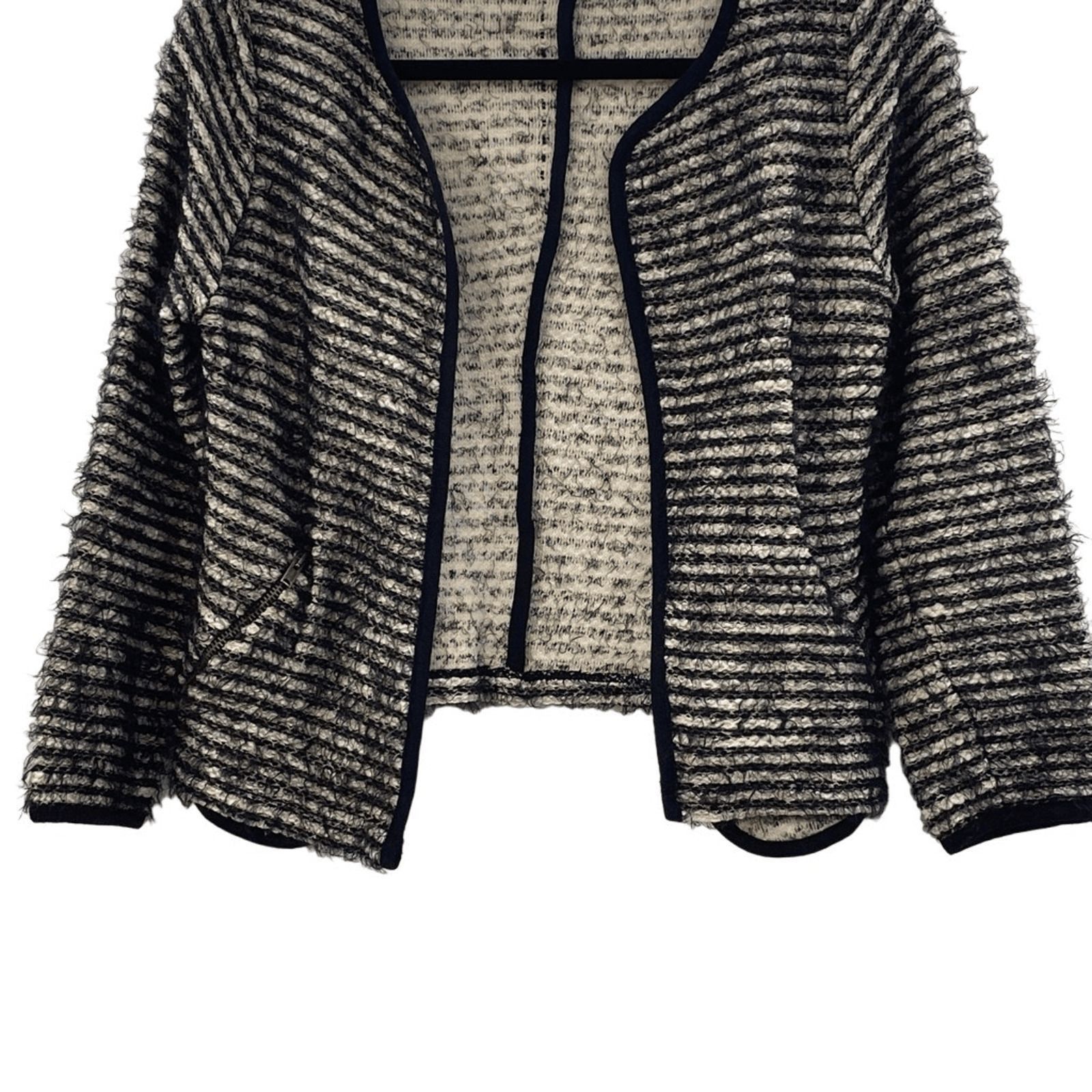 Asos Asos Black Cream Striped Knitted Open Front Cardigan Size 2 Preppy Versatile 60s Size XS / US 0-2 / IT 36-38 - 6 Thumbnail