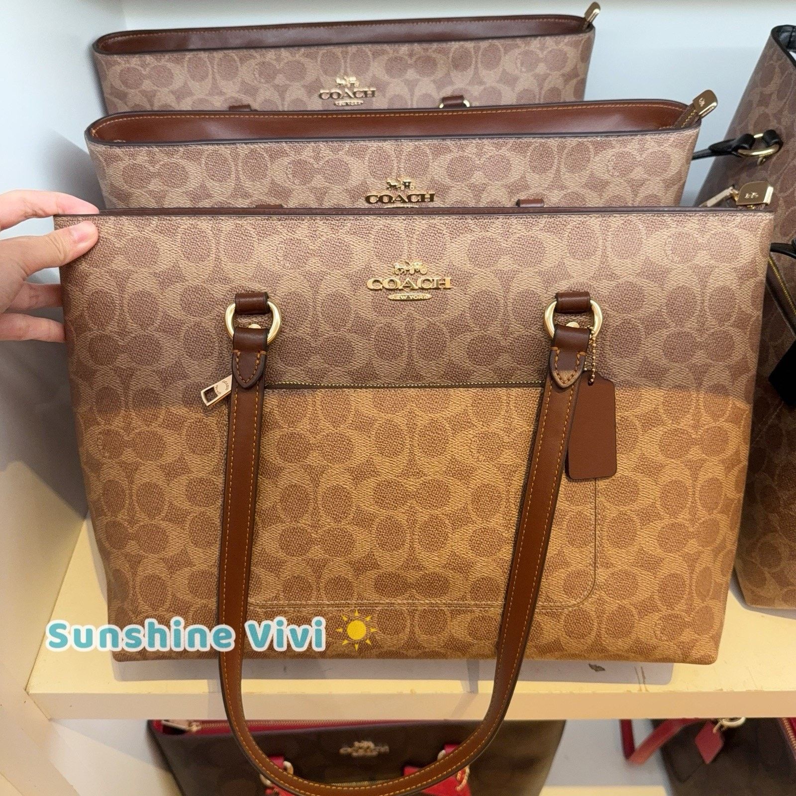 Coach NWT COACH Station Tote Bag In Maxi CCD69 IM/TAN/BROWN Size ONE SIZE - 4 Thumbnail