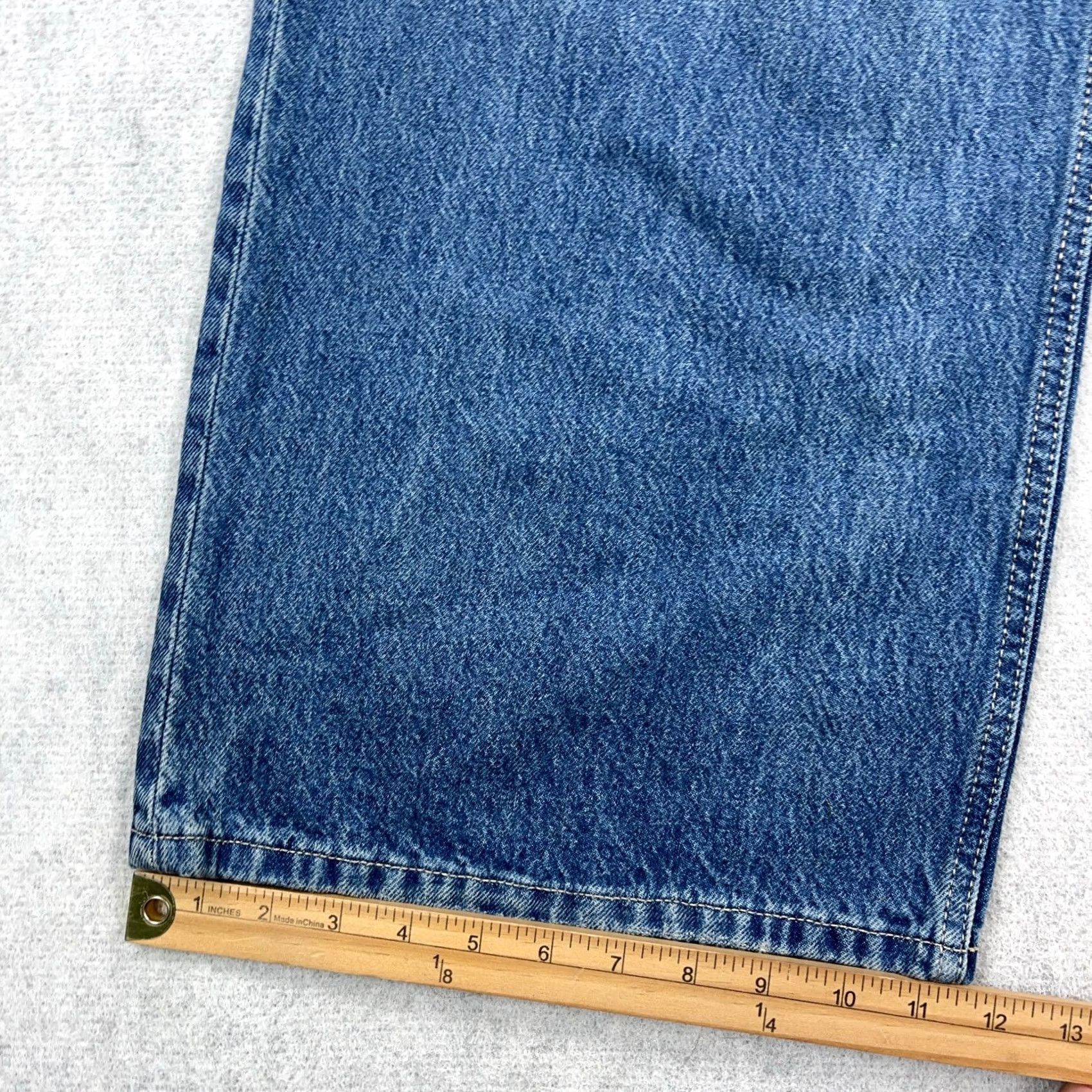 Vintage Arizona Jeans Women 8 Baggy Wide Leg Low Rise Distressed Medium Wash Denim Jeans Modern Retro 80s 90s Rockabilly SolId Blue Boys Mens Womens Size 30" / US 8 / IT 44 - 7 Thumbnail