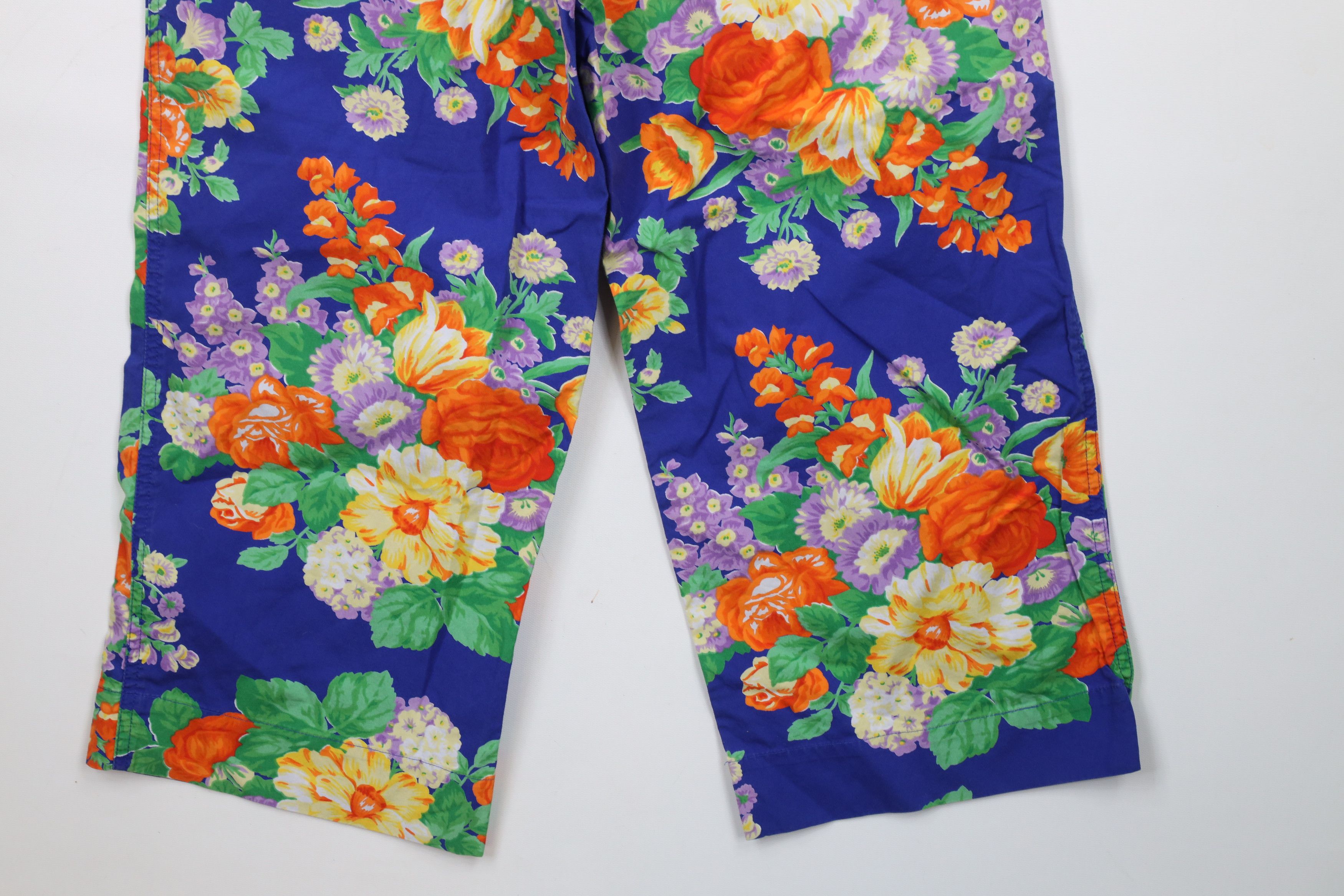Ralph Lauren × Vintage Vintage 90s Ralph Lauren Flared Flower Capris Pants Cotton Size 30" / US 8 / IT 44 - 11 Thumbnail