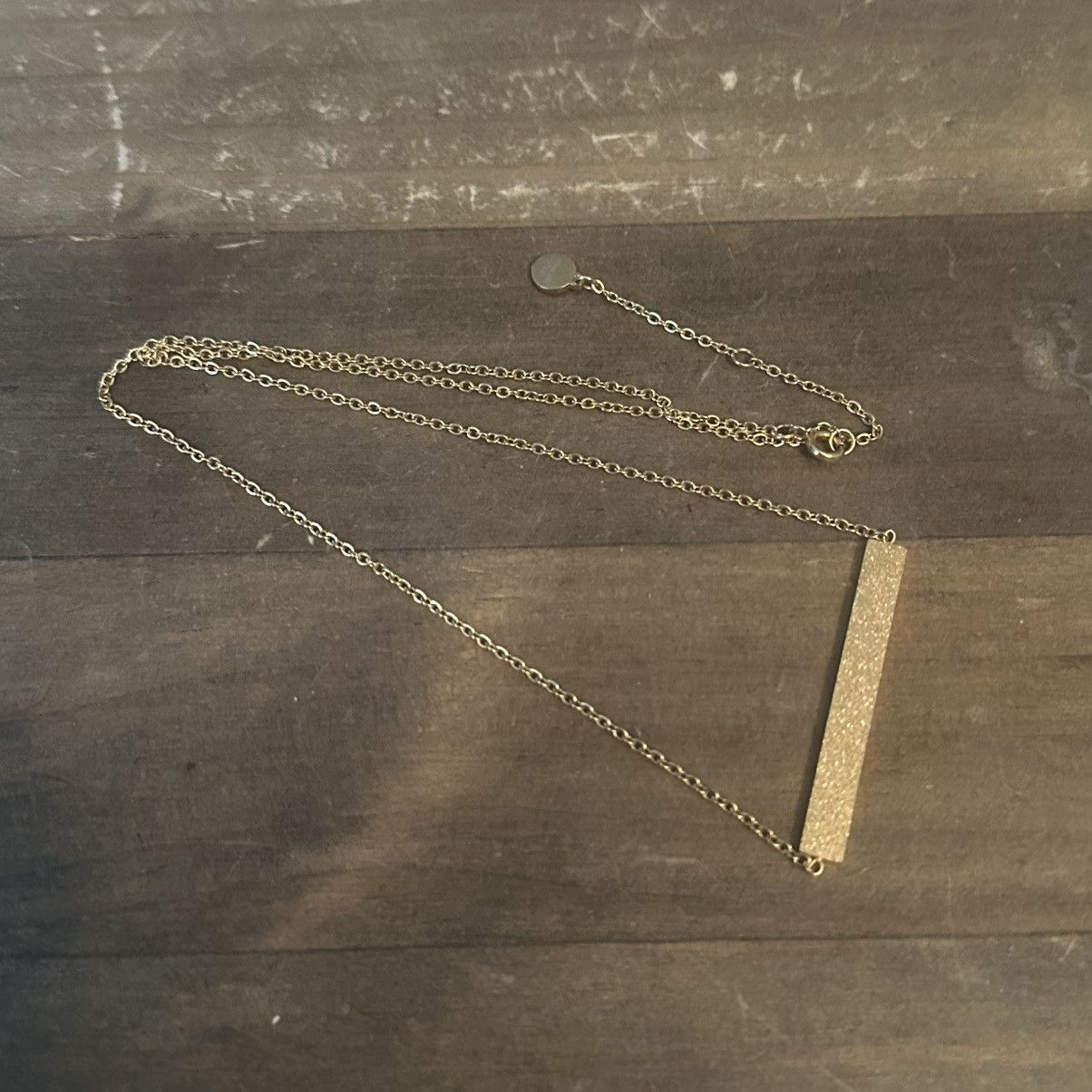 Vintage Vintage gold stainless steel textured bar necklace Size ONE SIZE - 5 Thumbnail