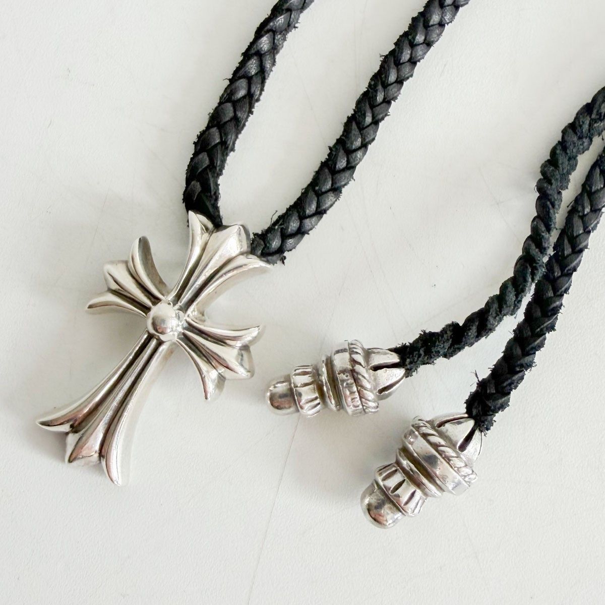 Chrome Hearts Small double CH cross pave diamond pendant 18K DBL