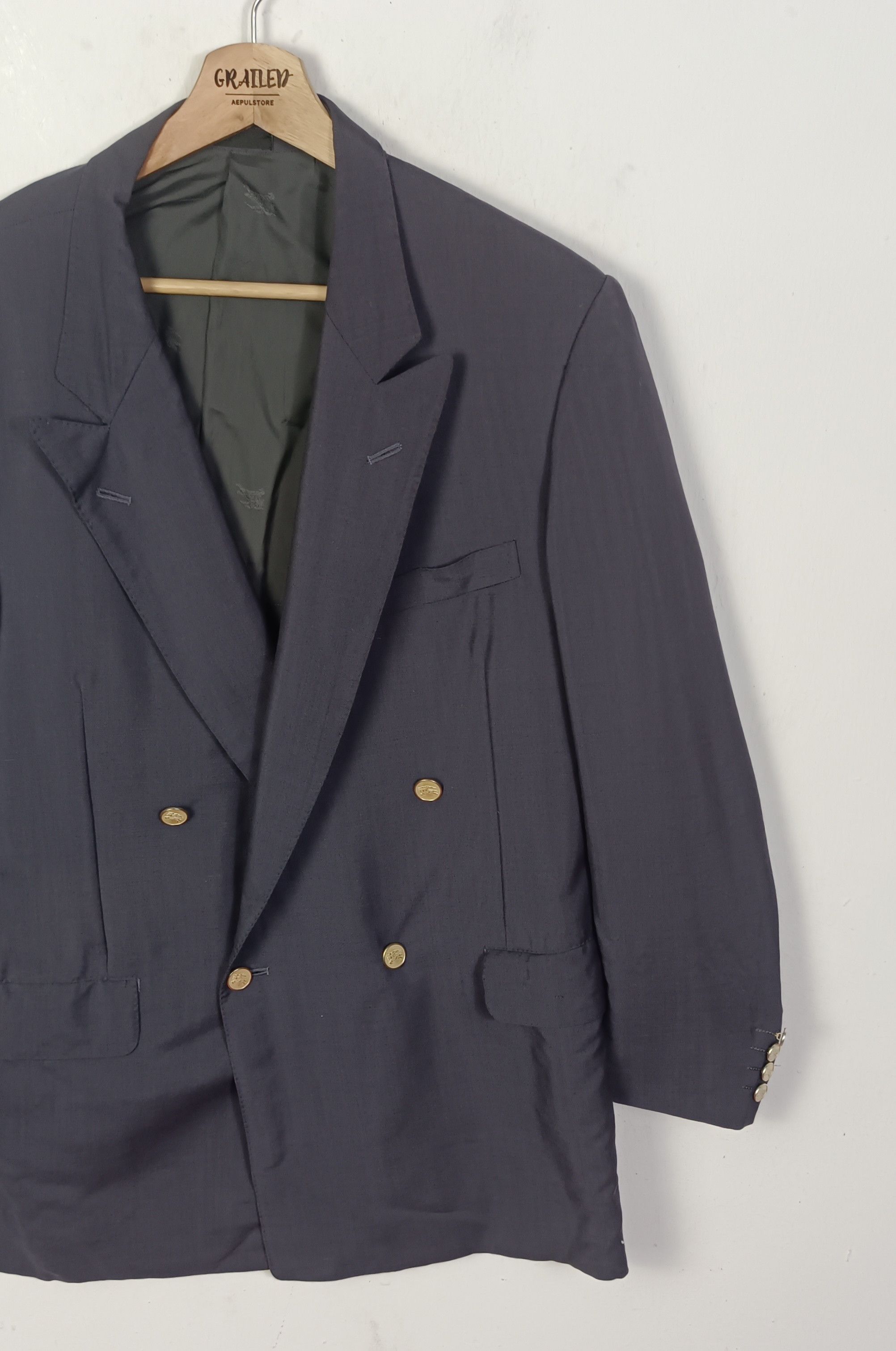 Burberry × Vintage Burberry Vintage Woll Tailored Double Breasted Blazer Size US L / EU 52-54 / 3 - 5 Thumbnail