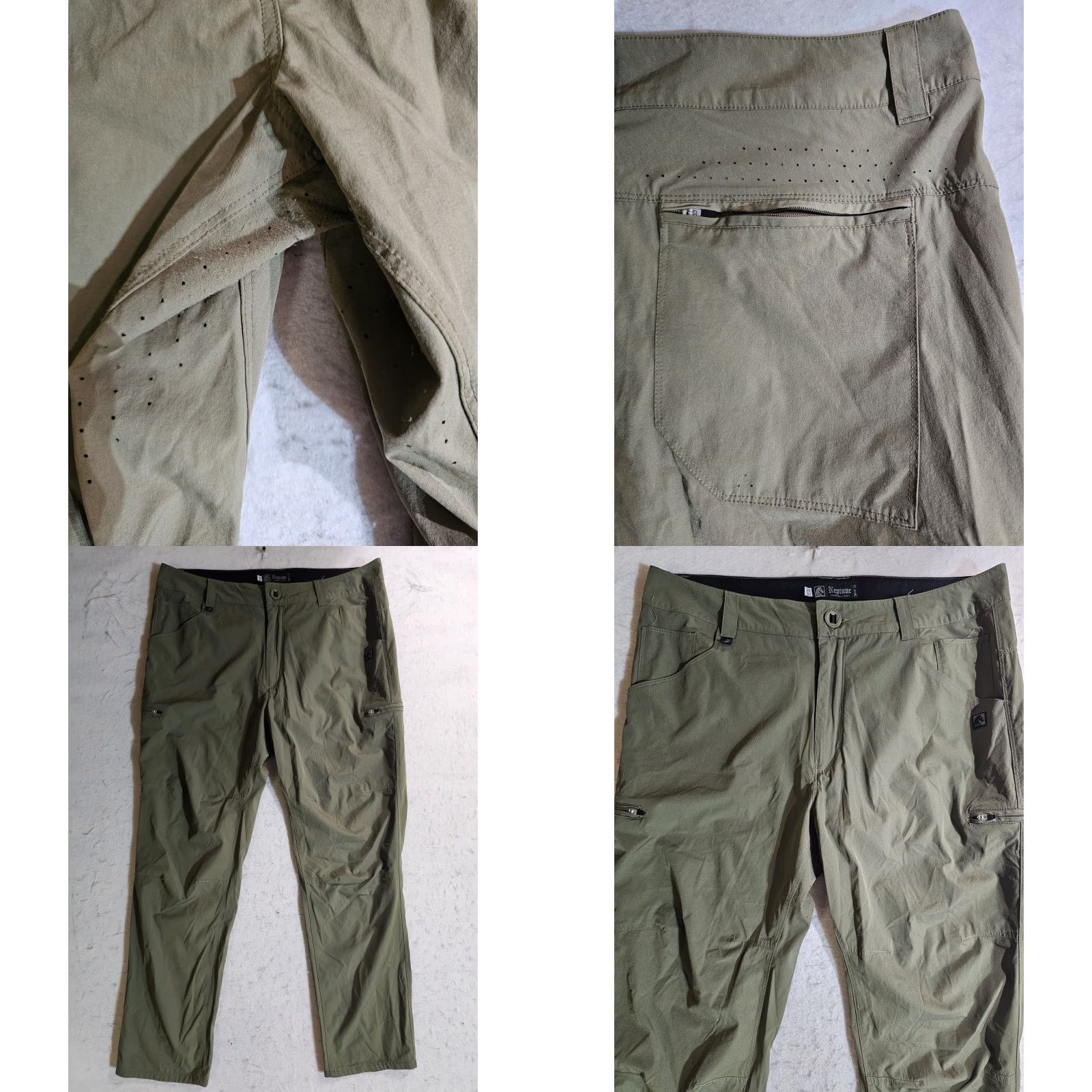 Vintage Neptune Amphibious Performance Cargo Pants Stretch Men 36x30 Beige Nylon Spandex Slim Pocket Zipper Cargo Pockets Logo Modern Utility Pants Size US 36 / EU 52 - 9 Thumbnail