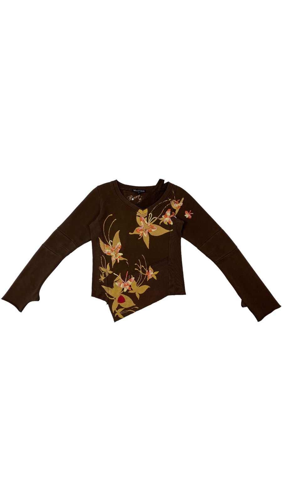 Image of Vintage Y2K Avantgarde Japanese Abstract Butterfly Knit in Brown, Women's (Size Small)