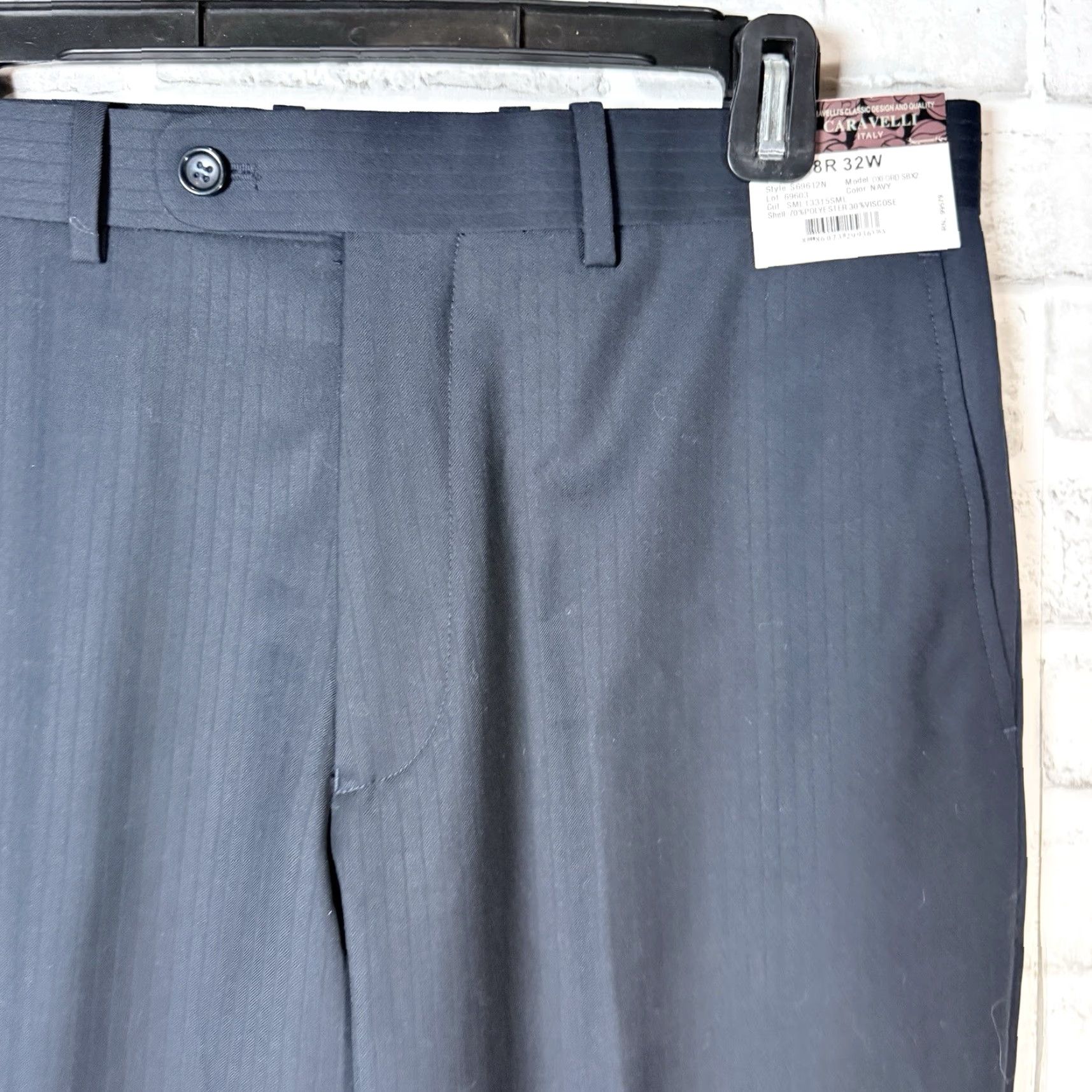 Vintage NWT Caravelli Navy Blue Polyester Blend Dress Pants Mens 38x32 Italy Blue Dress Pants Mens XS? Size US 38 / EU 54 - 2 Thumbnail