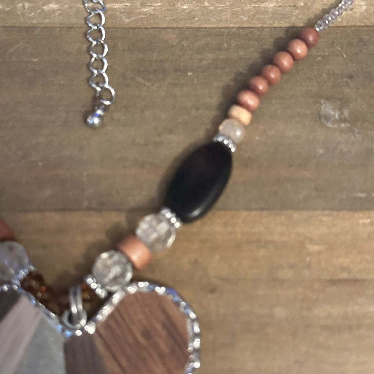 Other Beaded patchwork wood heart pendant necklace Size ONE SIZE - 5 Thumbnail