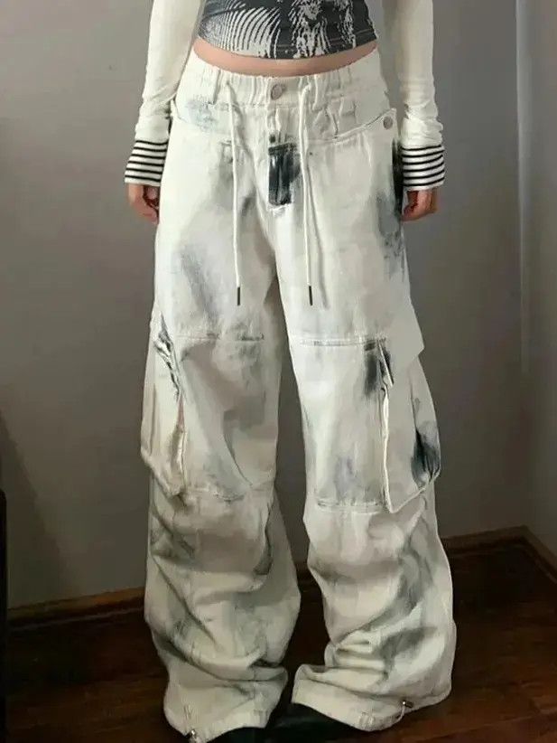 Japanese Brand Loose wide leg multi pocket jeans Size US 32 / EU 48 - 1 Thumbnail