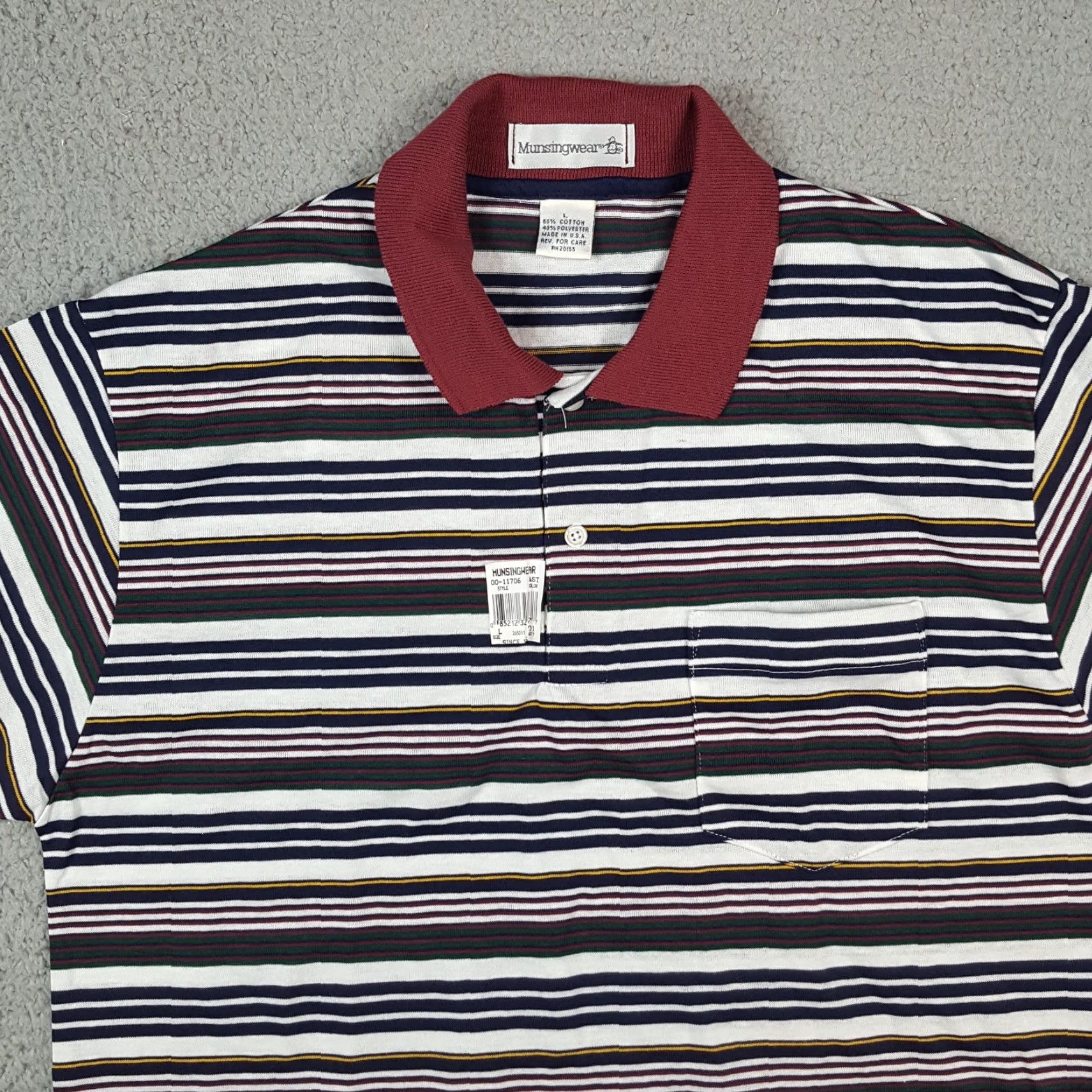 Vintage VINTAGE 90s Munsingwear Striped Polo Shirt Men's Size L Summer Casual Golf Surf Skate Preppy Size US L / EU 52-54 / 3 - 2 Thumbnail