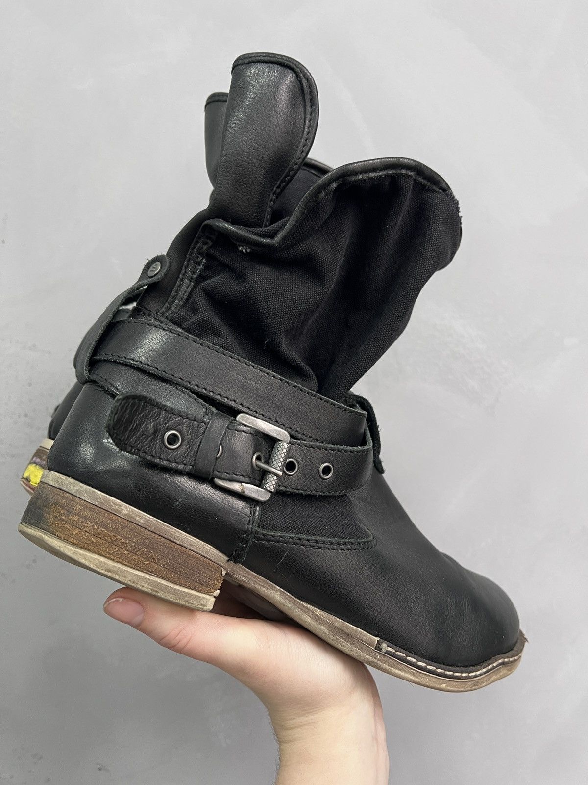 Hedi Slimane Leather ankle moto leather y2k boots belted margiela style Size US 7.5 / EU 40-41 - 4 Thumbnail