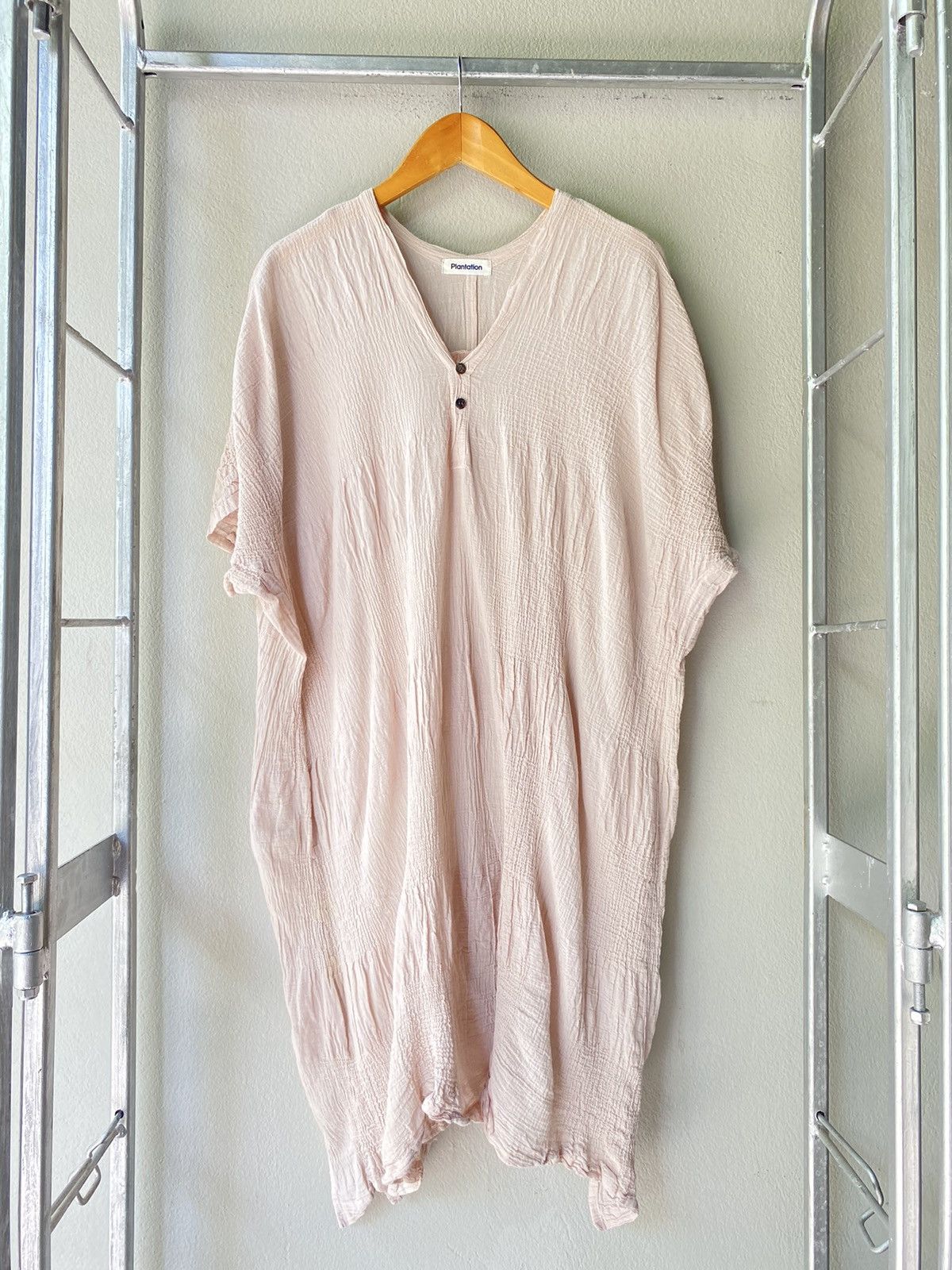 Issey Miyake Plantation Crinkled Baby Pink Tunic Size ONE SIZE - 15 Thumbnail