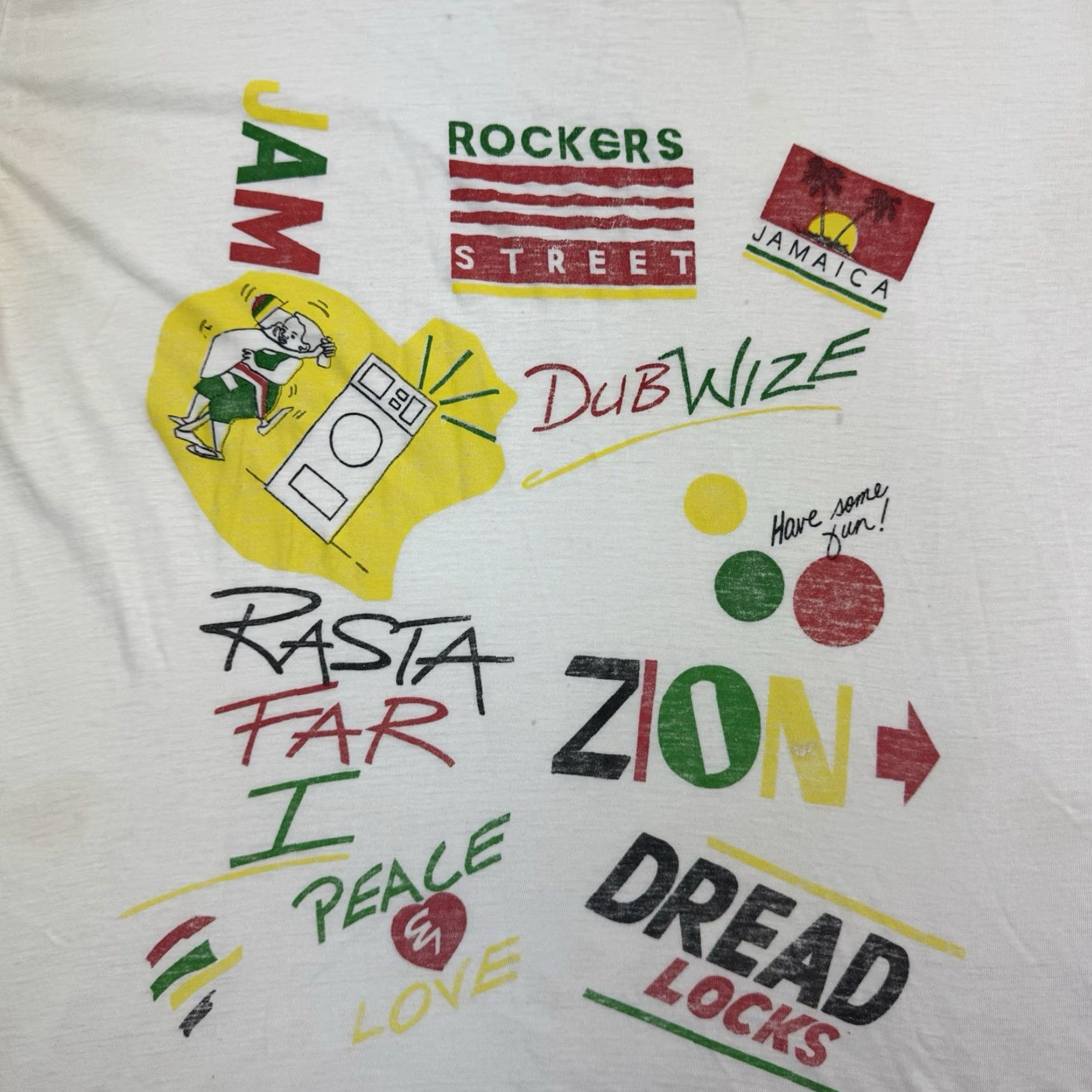 Vintage VINTAGE Jamaica Rasta T-Shirt Adult Medium White Graphic Print Grunge 80s Mens Size US M / EU 48-50 / 2 - 2 Thumbnail